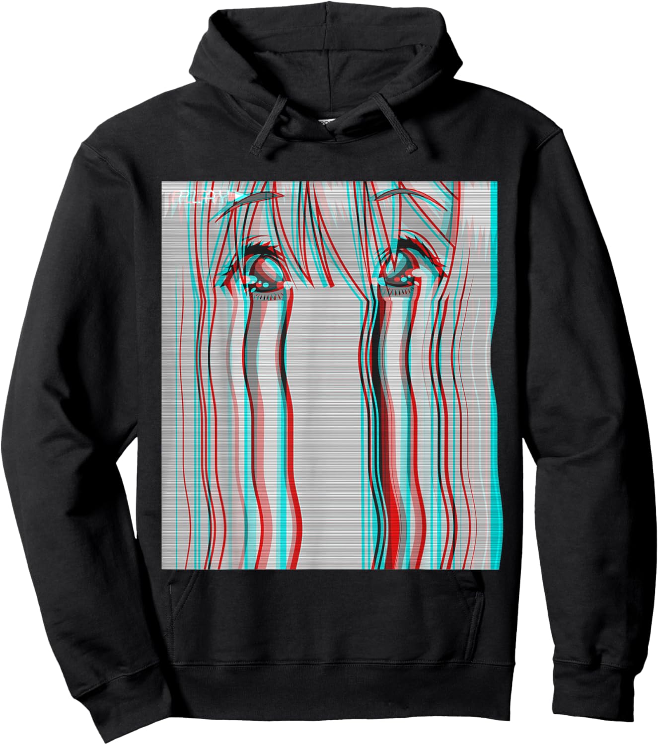 Vaporwave Aesthetic Sad Anime Girl Eyes Eboy Egirl Harajuku Hoodie - Hoodie | Black
