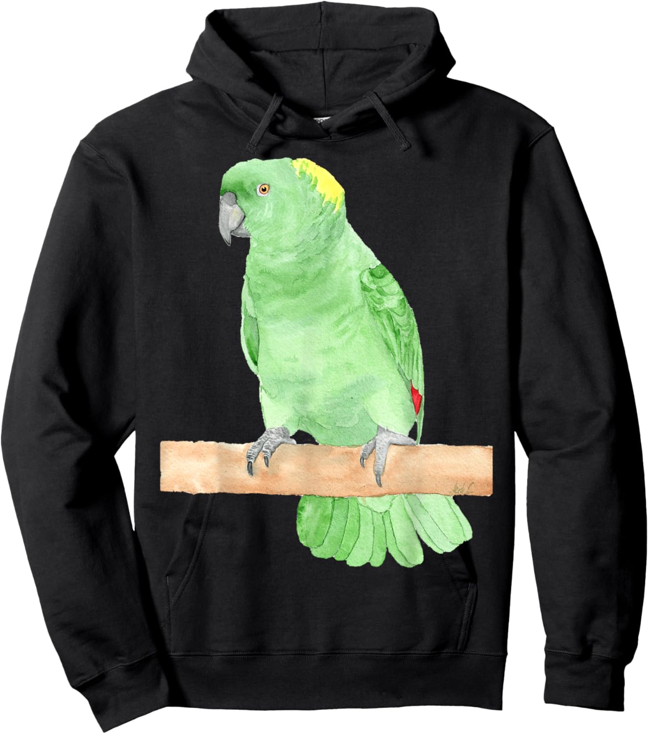 Yellow-naped amazon watercolor parrot Hoodie - Hoodie | Black