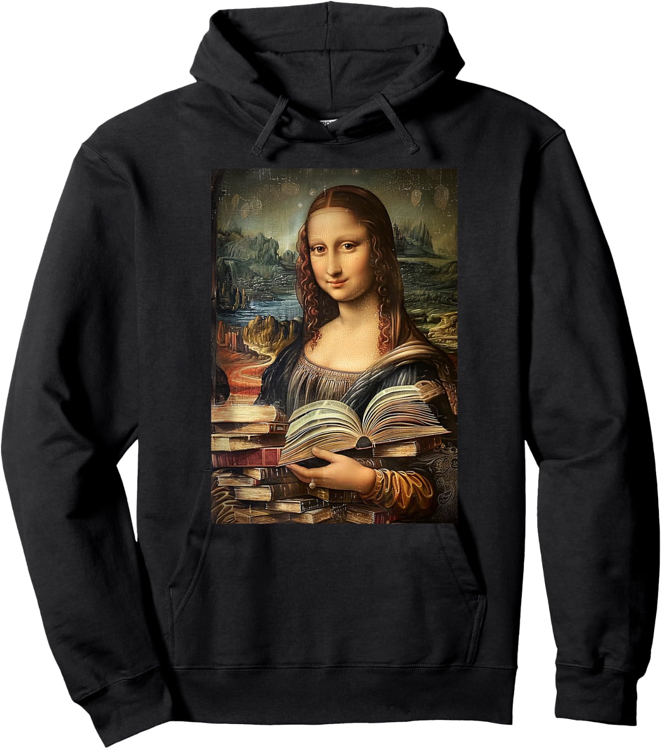 Funny Books Mona Lisa Painting Art Mom Dad Hoodie - Hoodie | Black