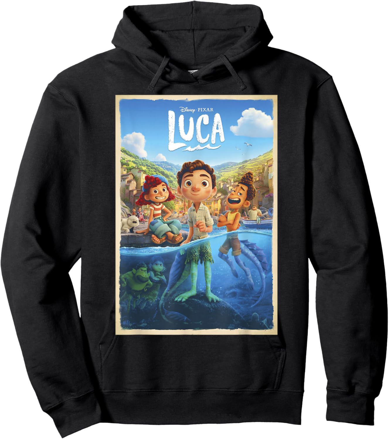 Disney Pixar Luca Movie Poster Small Hoodie - Hoodie | Black