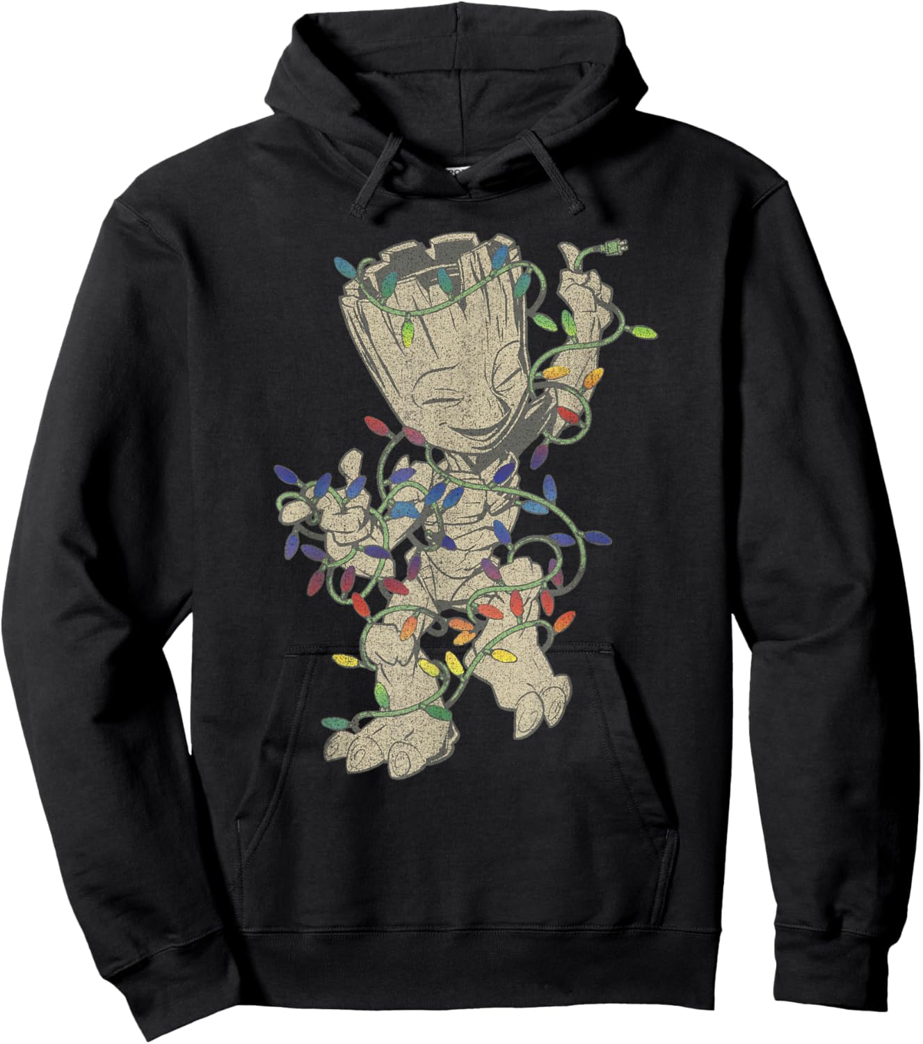 Marvel Guardians of The Galaxy Groot Christmas Lights Hoodie - Hoodie | Black