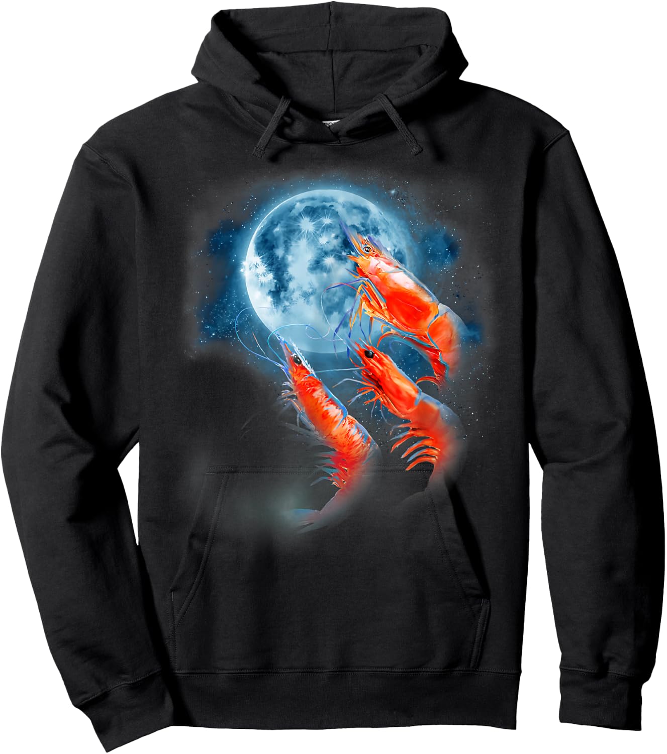 Three Shrimp Moon 3 Howling Funny Oddly Specific Dank Meme Hoodie - Hoodie | Black