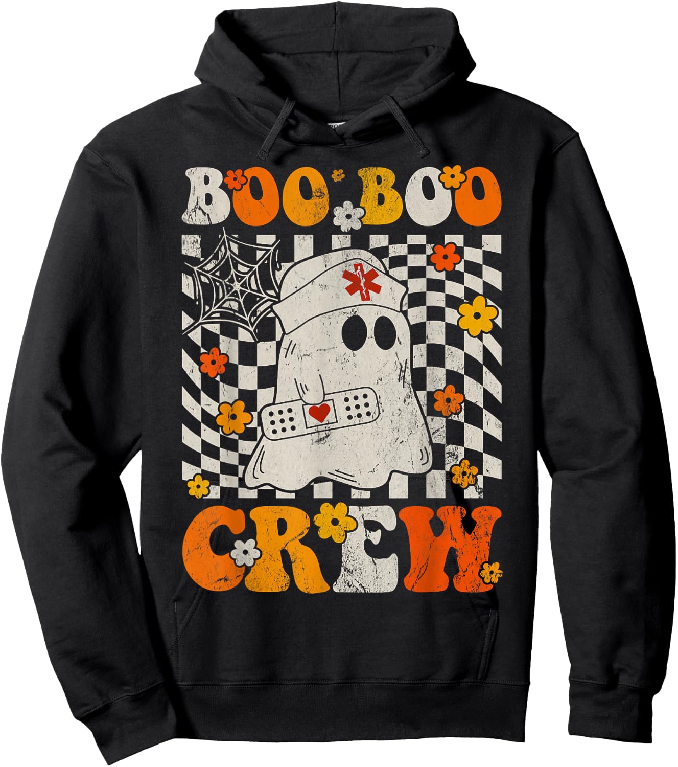 Retro Boo Boo Crew Halloween Nurse Funny Hoodie - Hoodie | Black