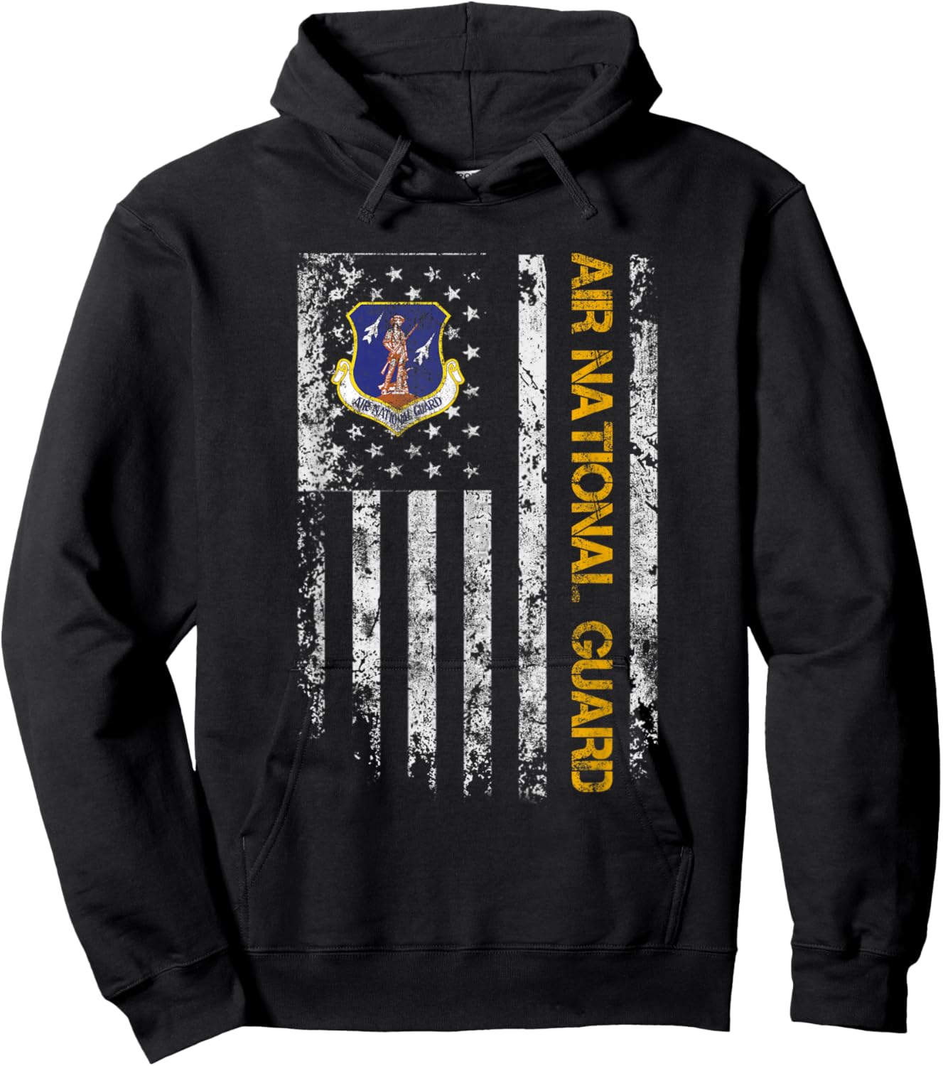 U.S Army Air National Guard Veteran Retired Military Vintage Hoodie - Hoodie | Black