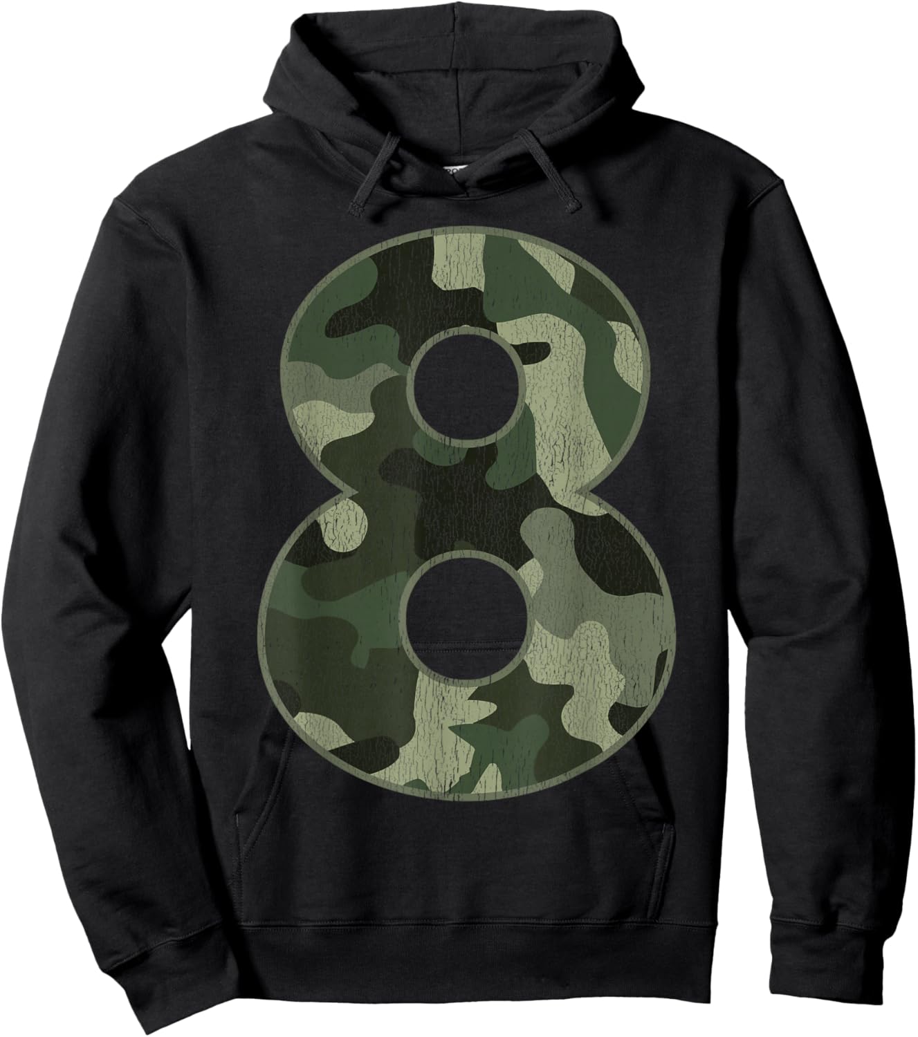 8th Birthday Army Birthday Party 8 Years Old Camo Number 8 Hoodie - Hoodie | Black