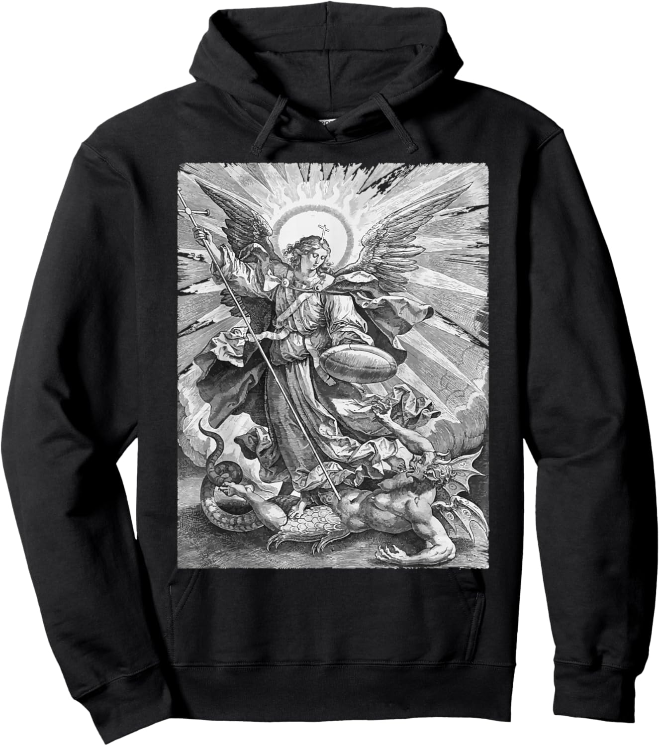 St Saint Michael the Archangel Catholic Angel Warrior Hoodie - Hoodie | Black