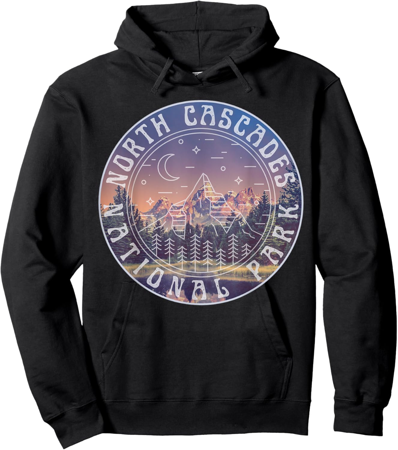 North Cascades National Park Washington Mountains Hiking Hoodie - Hoodie | Black