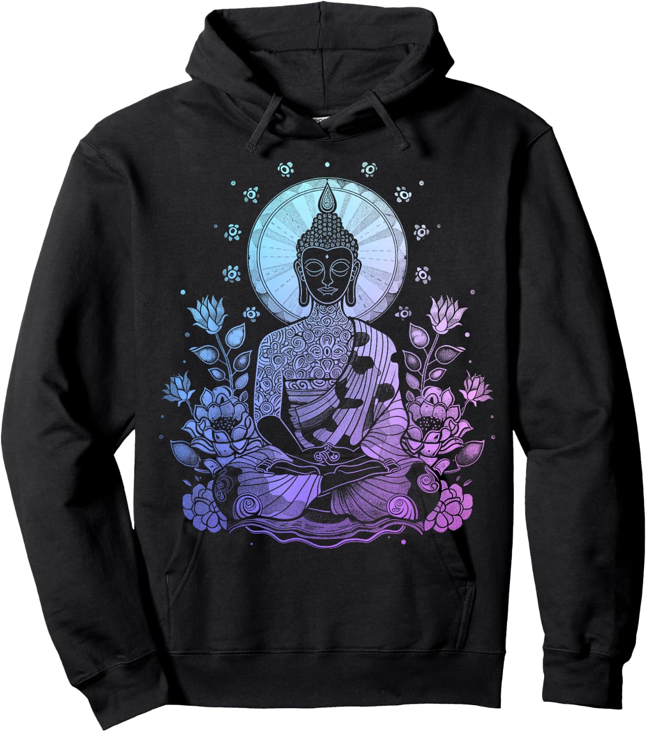 Buddha Floral Vintage Flower Yoga Buddhism Yogi Buddhist Hoodie - Hoodie | Black