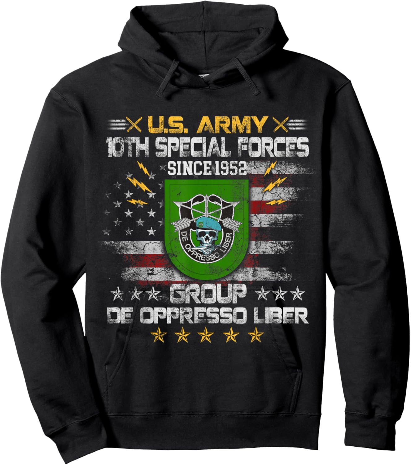 10th Special Forces Group Veteran 10th SFG 4th of July Hoodie - Hoodie | Black