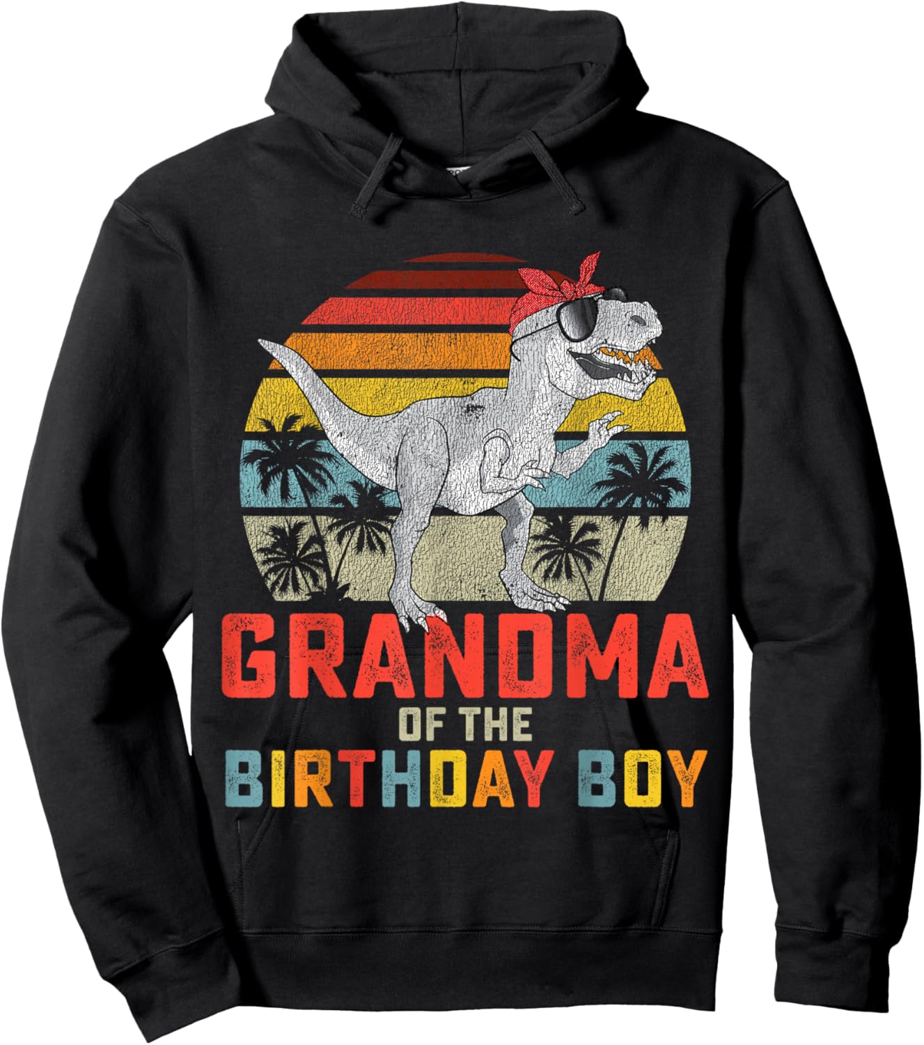 Grandma Dinosaur of the Birthday Boy Matching Family Hoodie - Hoodie | Black