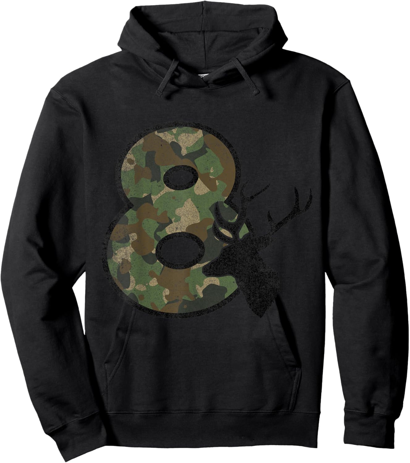 Country Boys Camo 8 Eight Year Old Birthday Deer Hunter Hoodie - Hoodie | Black