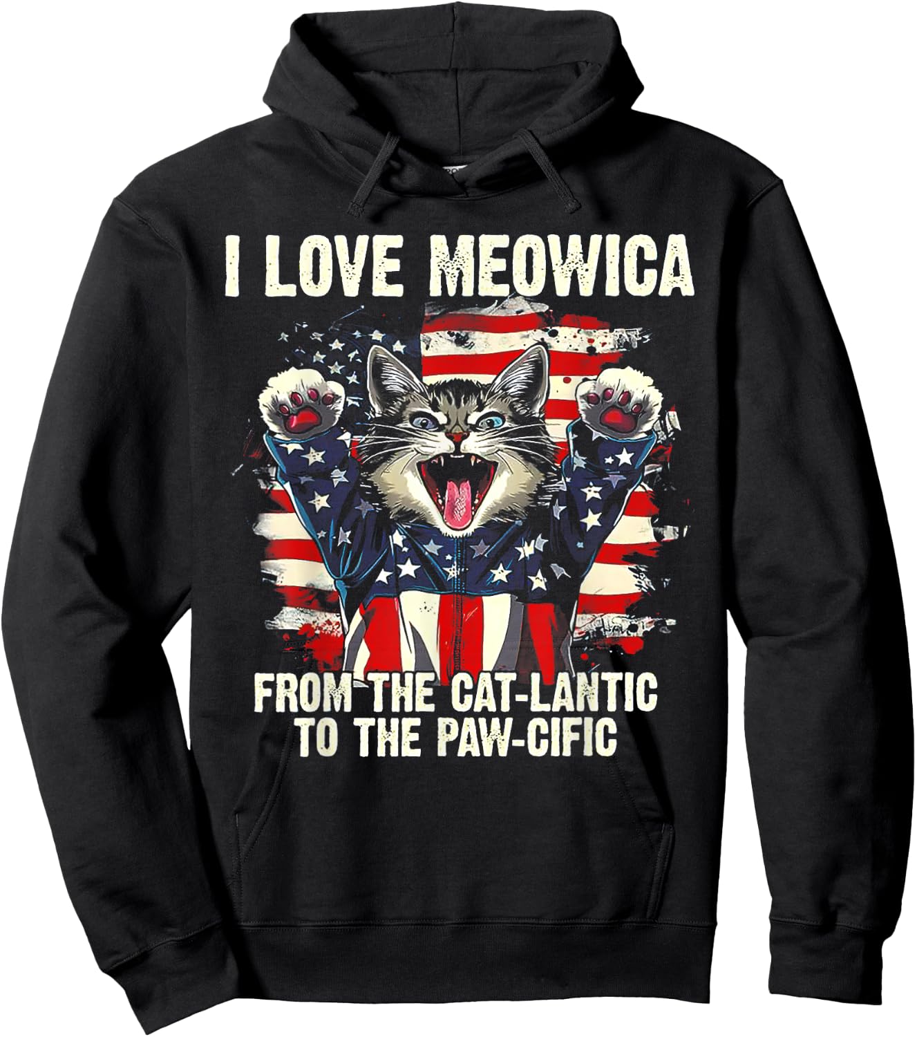 I Love Meowica From The Cat-lantic To The Paw Cific Hoodie - Hoodie | Black