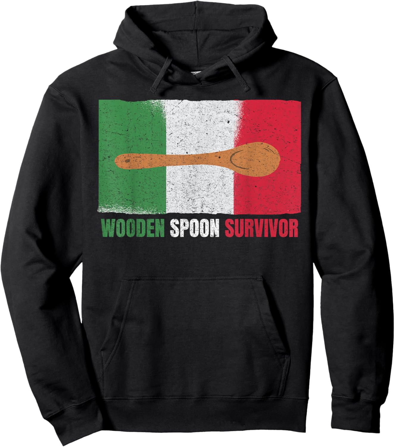 Funny "wooden spoon survivor" - Italian Hoodie - Hoodie | Black