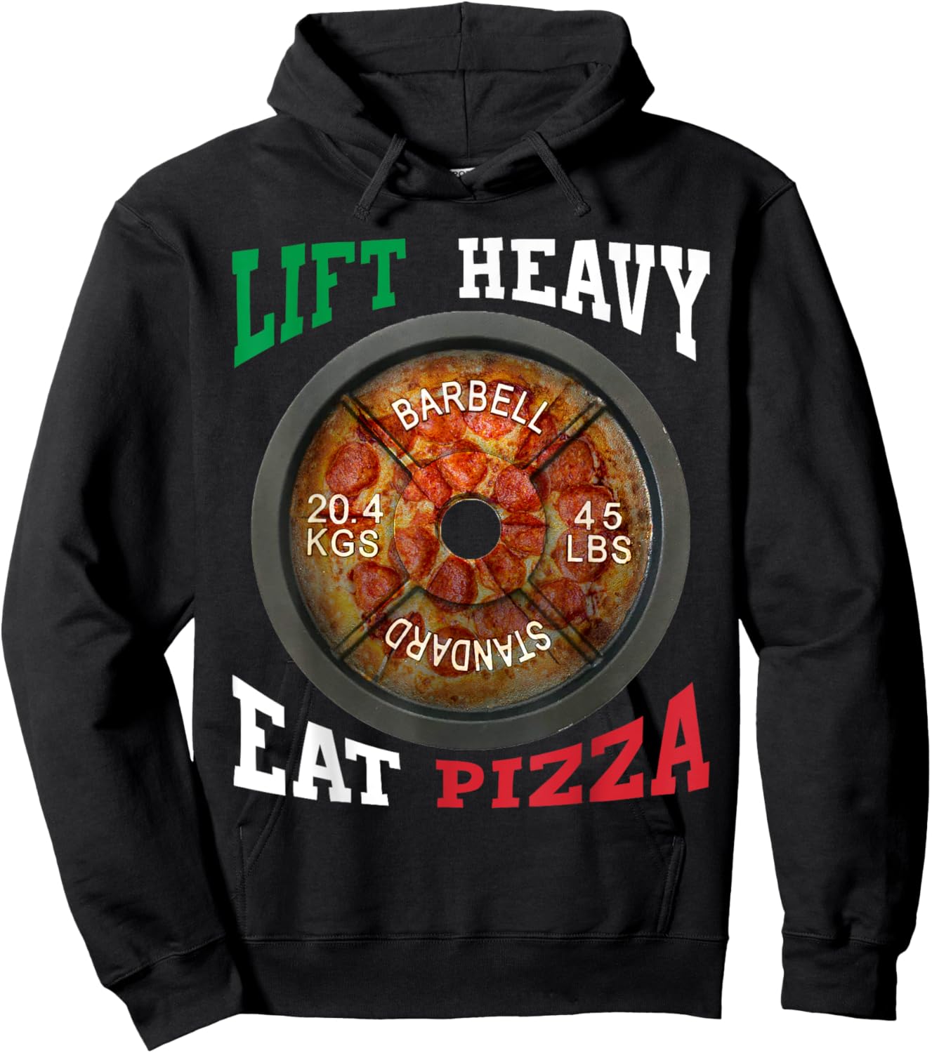 Funny Novelty Lift Heavy Eat Pizza Weightlifting Gym Hoodie - Hoodie | Black