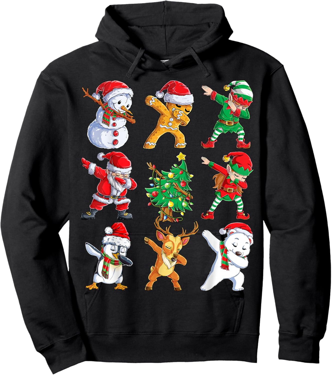 Dabbing Santa Elf Friends Christmas Boys Girls Men Xmas Dab Hoodie - Hoodie | Black