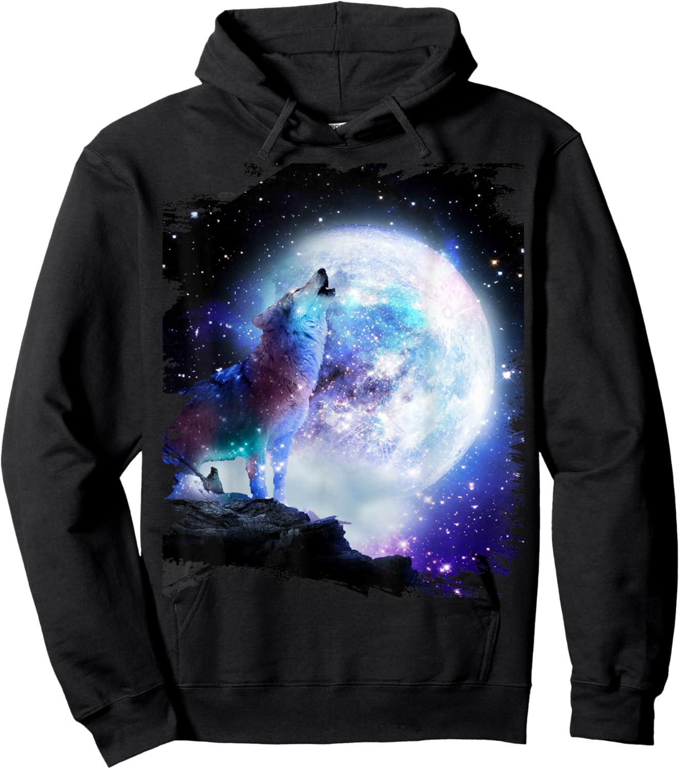 Cosmic Space Wolf Wolves Howling At Moon Hoodie - Hoodie | Black