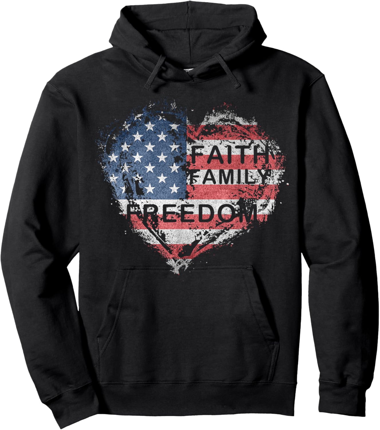 Faith, Family, Freedom Independence Day Heart Hoodie - Hoodie | Black