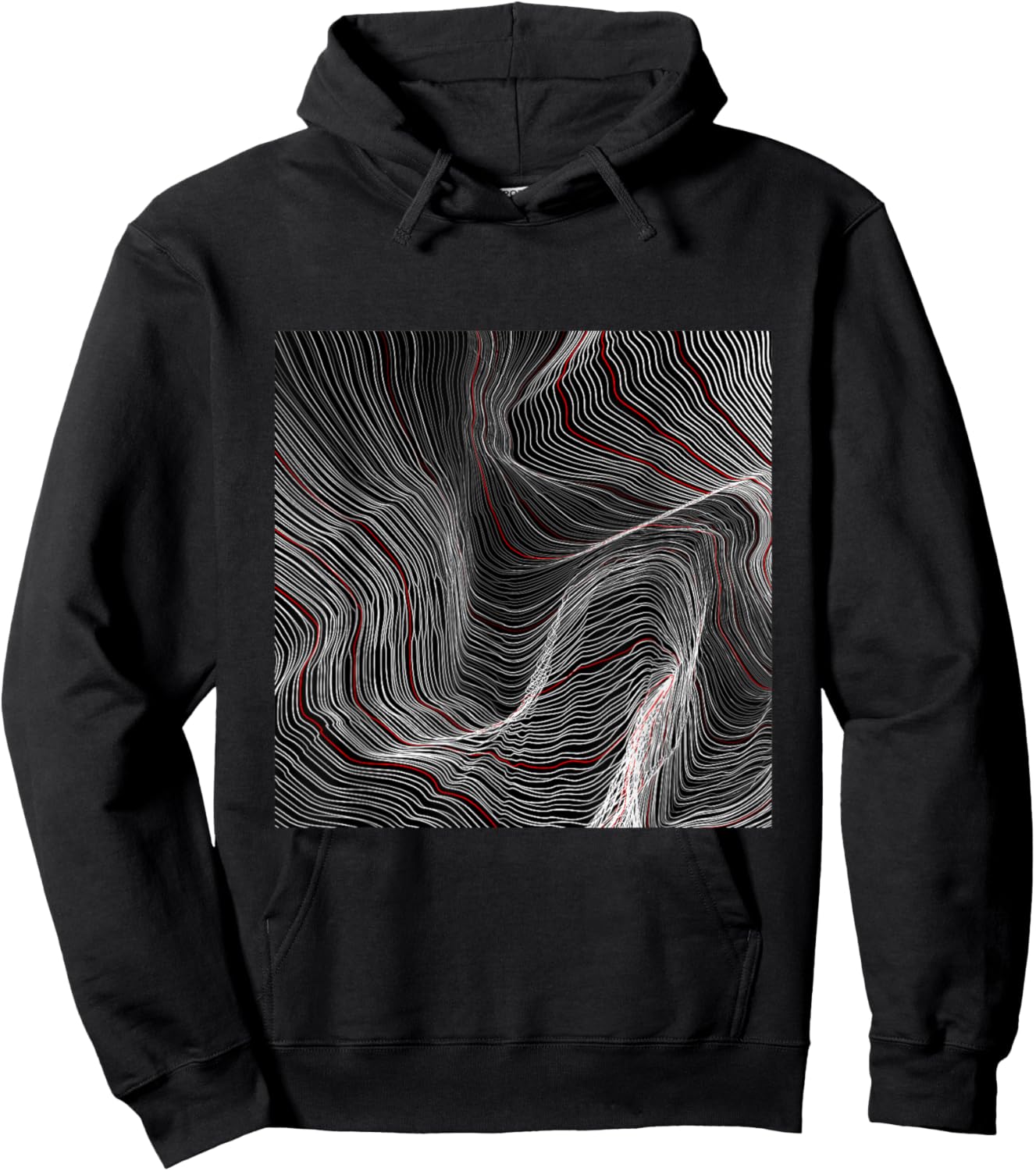 Cool Abstract Black Square With Waves Graphic Cool Designs Hoodie - Hoodie | Black