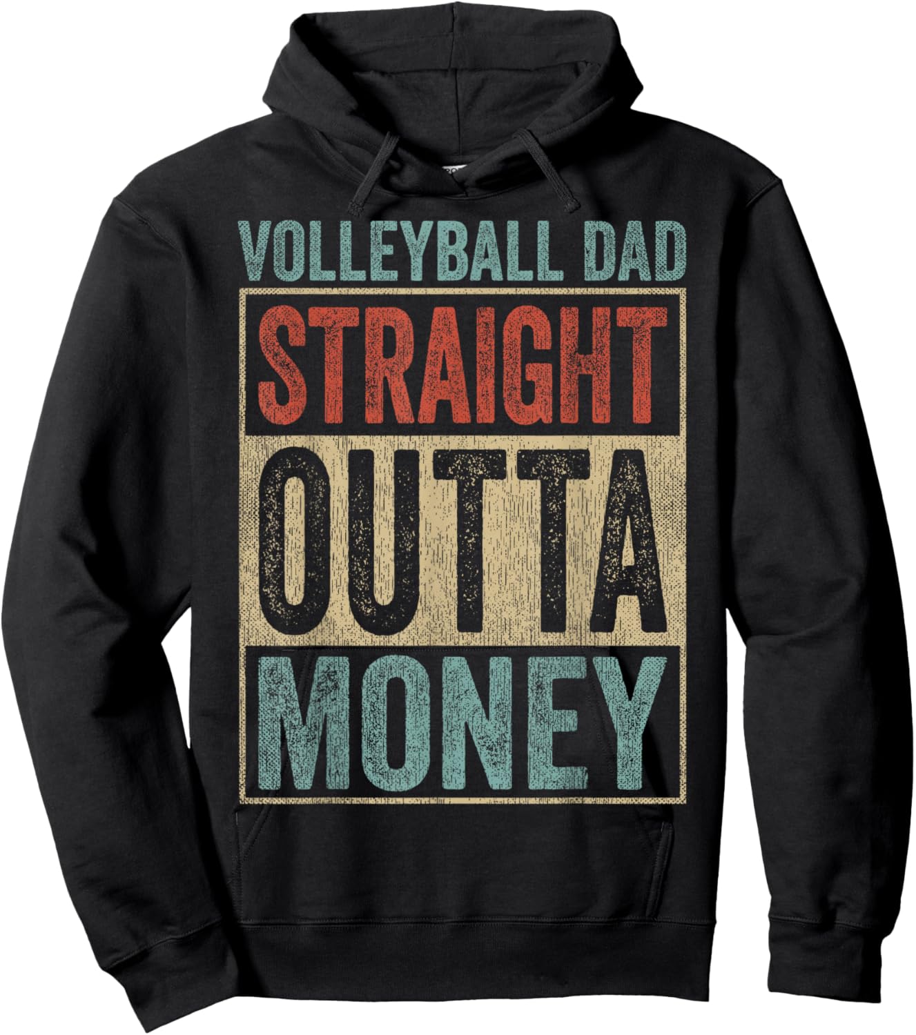Retro Design Volleyball Dad Straight Outta Money Hoodie - Hoodie | Black