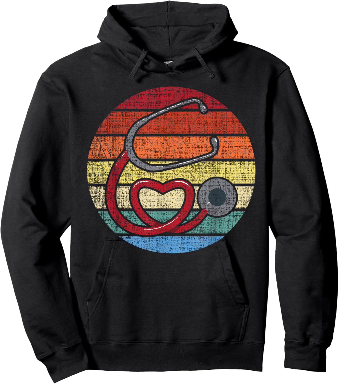 Funny Nursing Shirts Vintage Retro Stethoscope - Registered Nurse Nursing RN Hoodie - Hoodie | Black