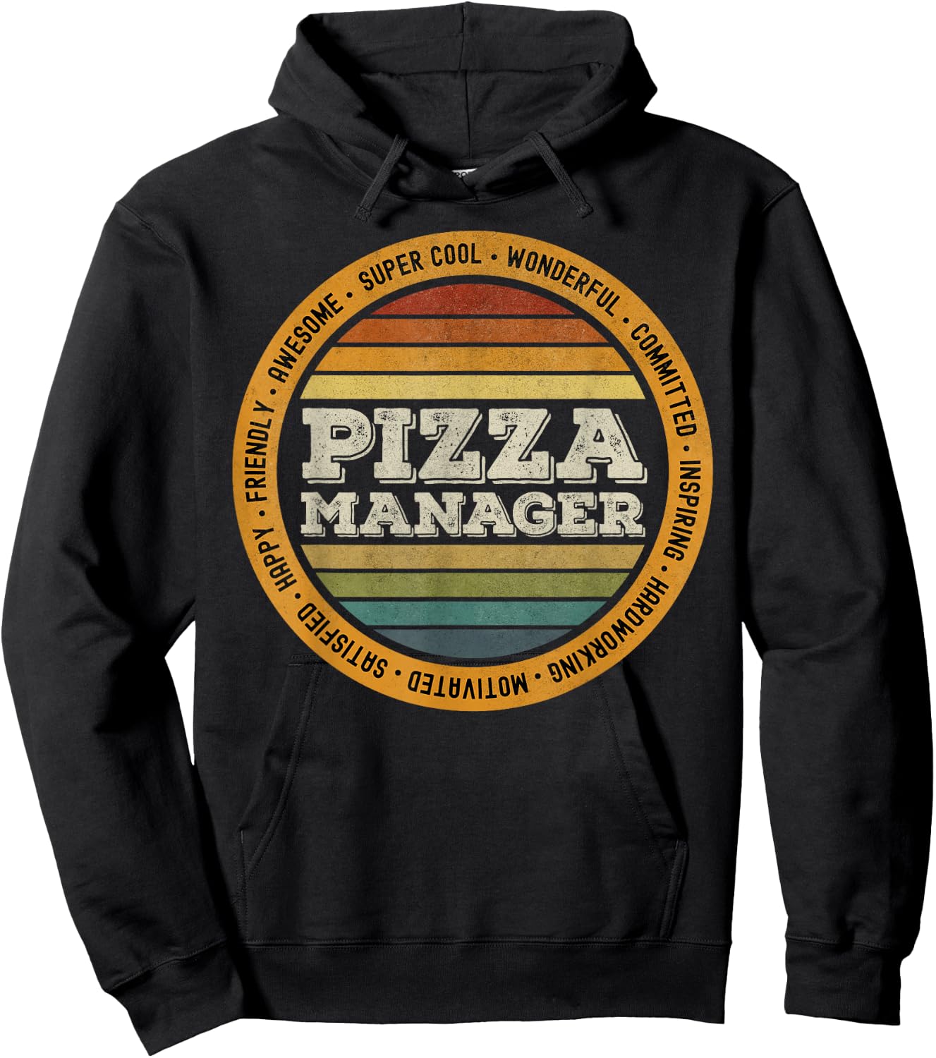 Retro Vintage Pizza Lover Manager Delivery Guy Hoodie - Hoodie | Black