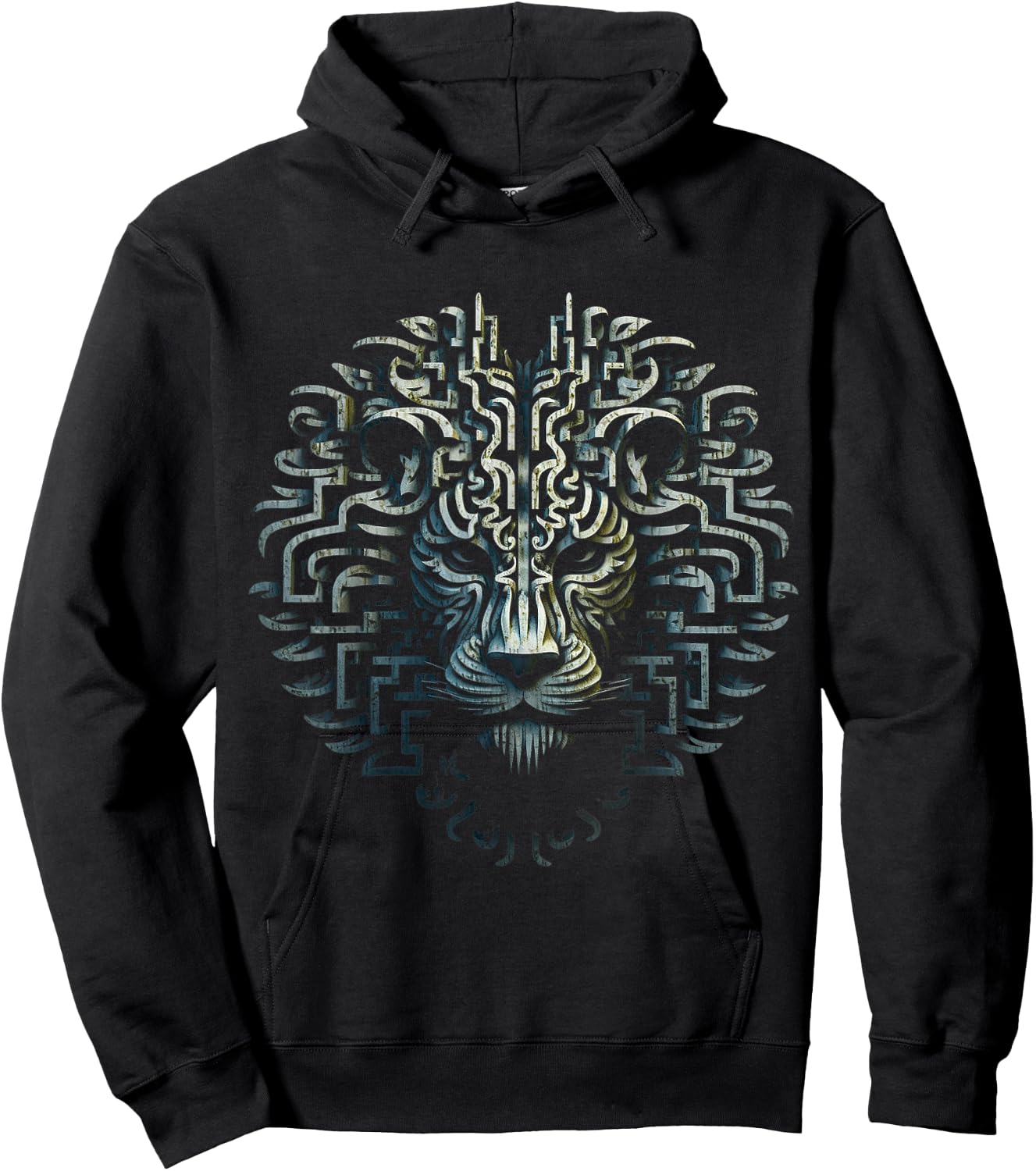 Lion Mandala Animal Motif Illustration Lion Hoodie - Hoodie | Black