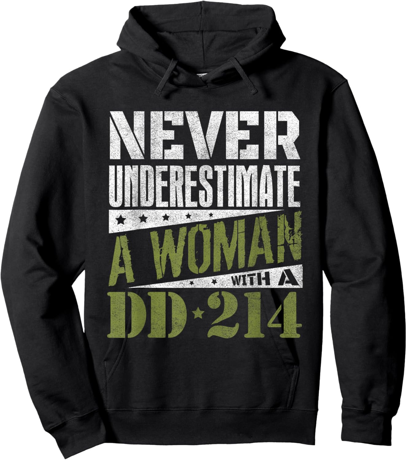 DD-214 Shirt, Never Underestimate A Woman With DD214 Veteran Hoodie - Hoodie | Black