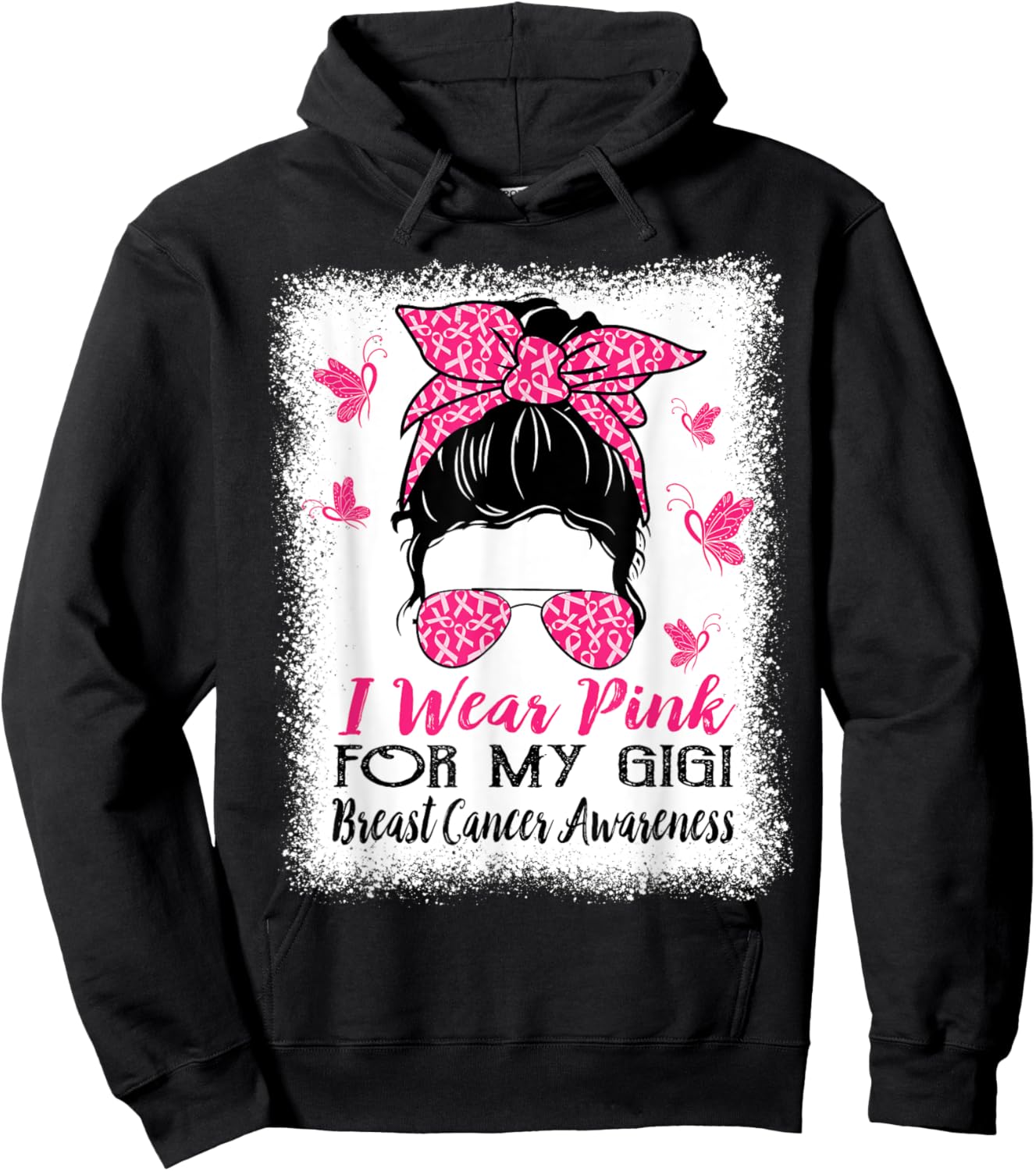 I Wear Pink for My Gigi Breast Cancer Awareness Hoodie - Hoodie | Black