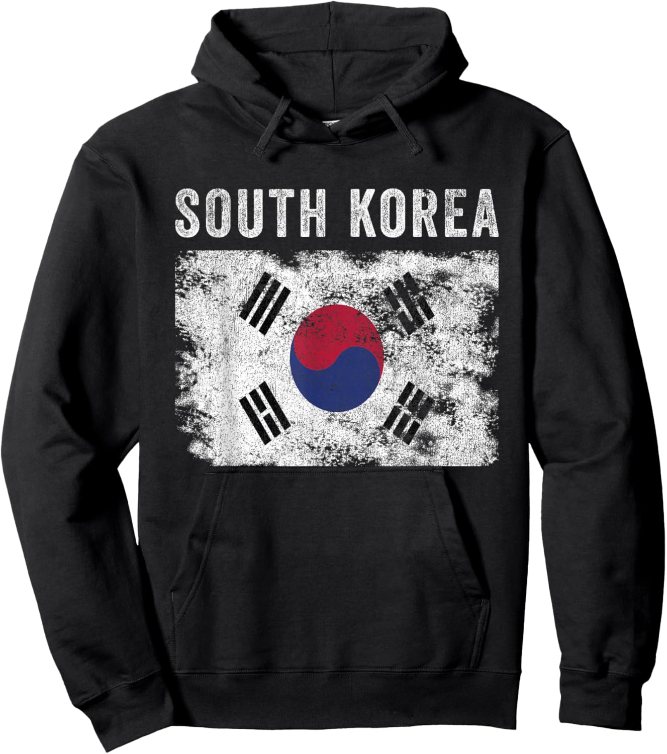 South Korea Flag Distressed - Men Women - South Korean Flag Hoodie - Hoodie | Black