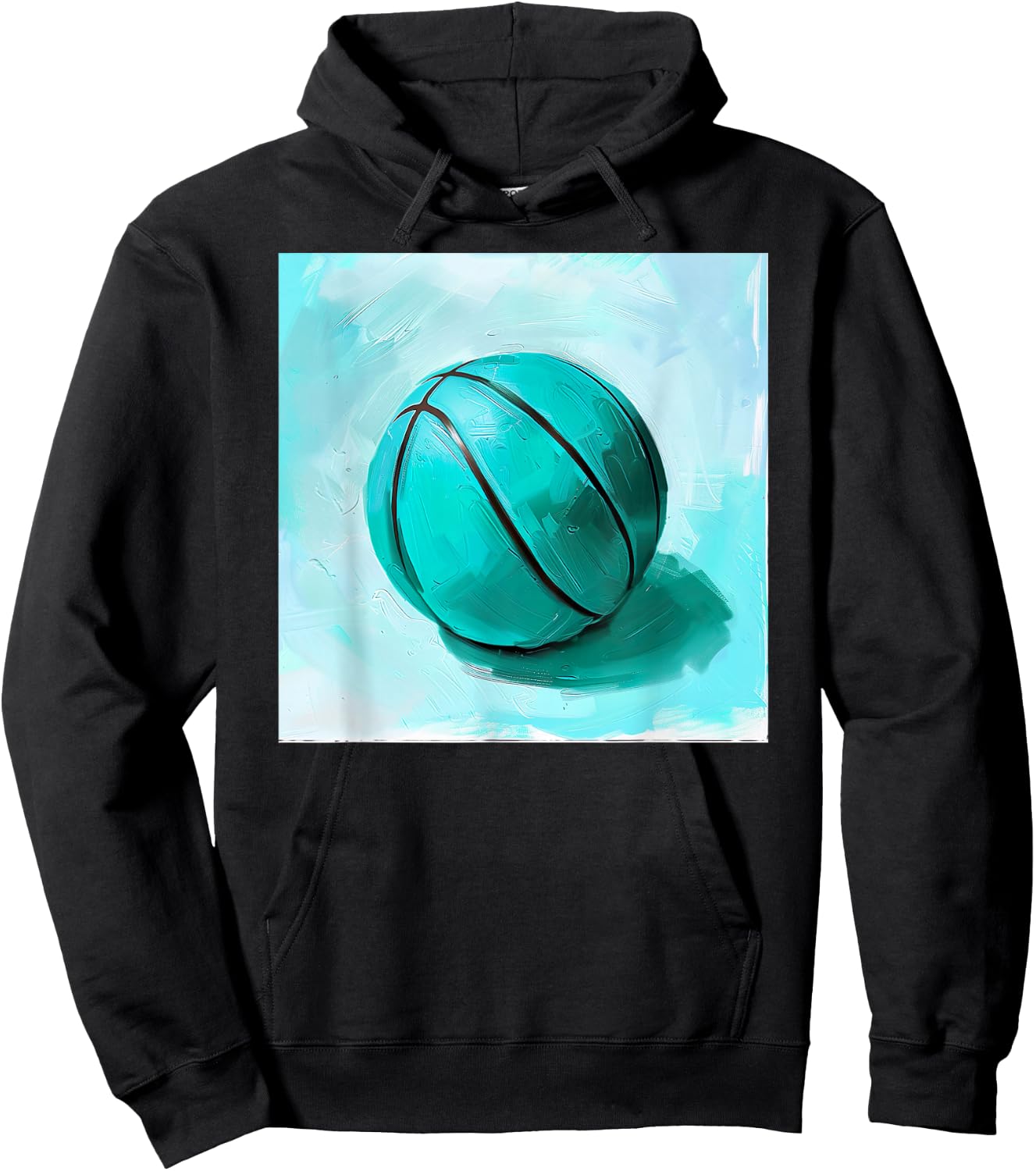 Basketball Ball Sports Teal Turquoise Black Hoodie - Hoodie | Black
