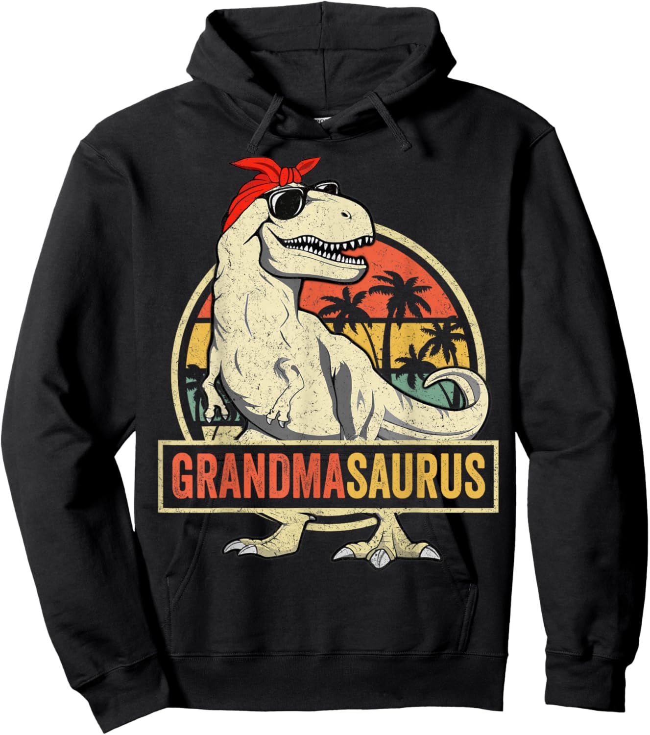 Grandmasaurus T Rex Dinosaur Grandma Saurus Family Matching Hoodie - Hoodie | Black