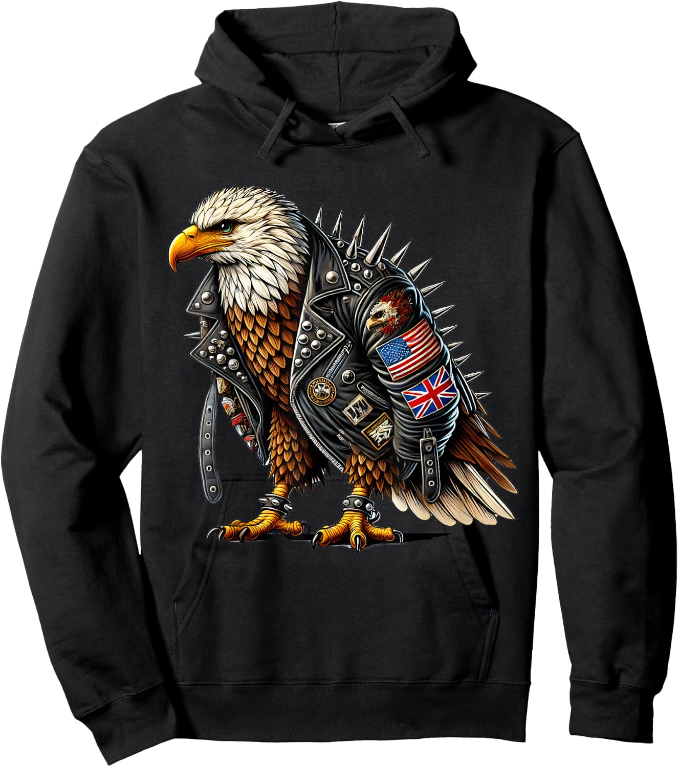 Punk Rock Eagle Hoodie - Hoodie | Black