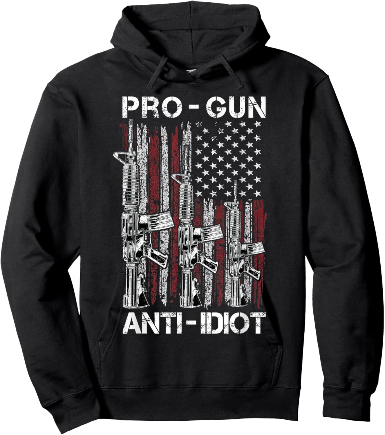 Pro Gun Anti Idiot shirt Vintage USA Flag 2nd Amendment Hoodie - Hoodie | Black
