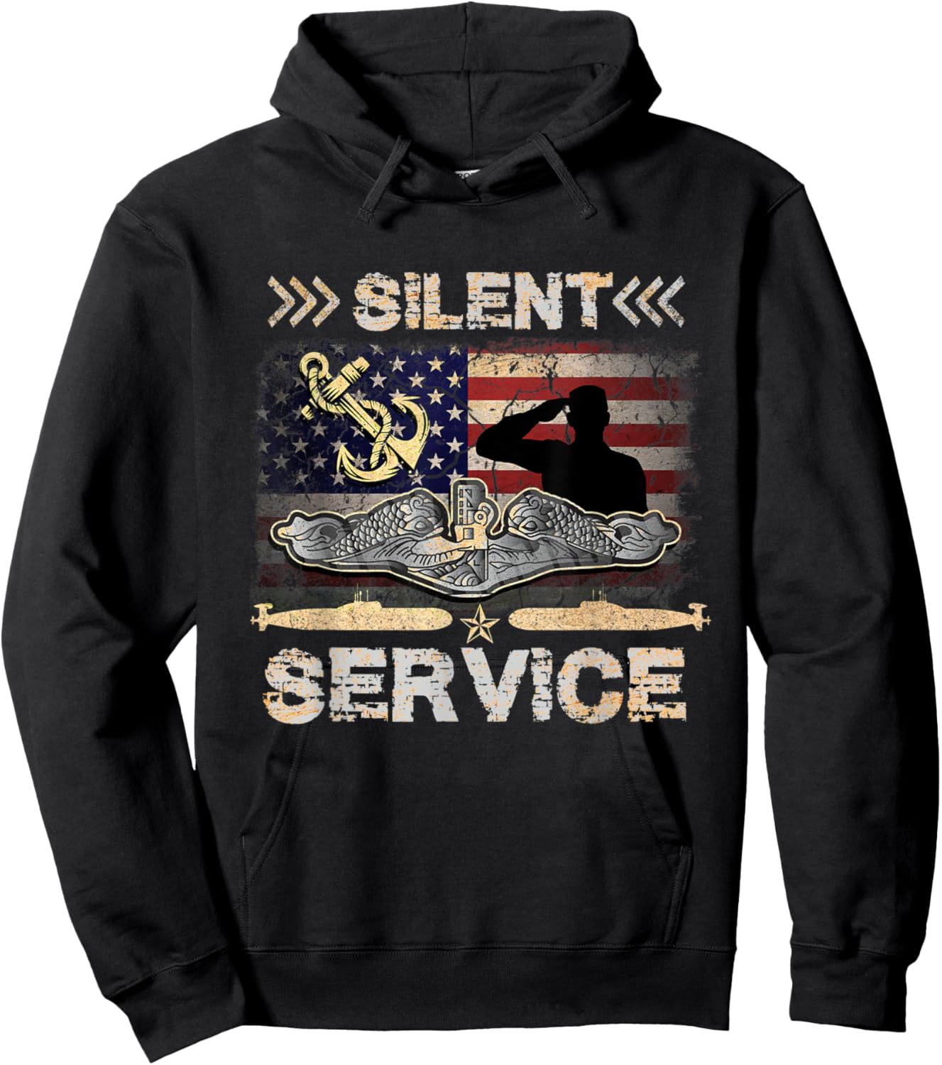 U.S Submarines Silent Service Men Hoodie - Hoodie | Black