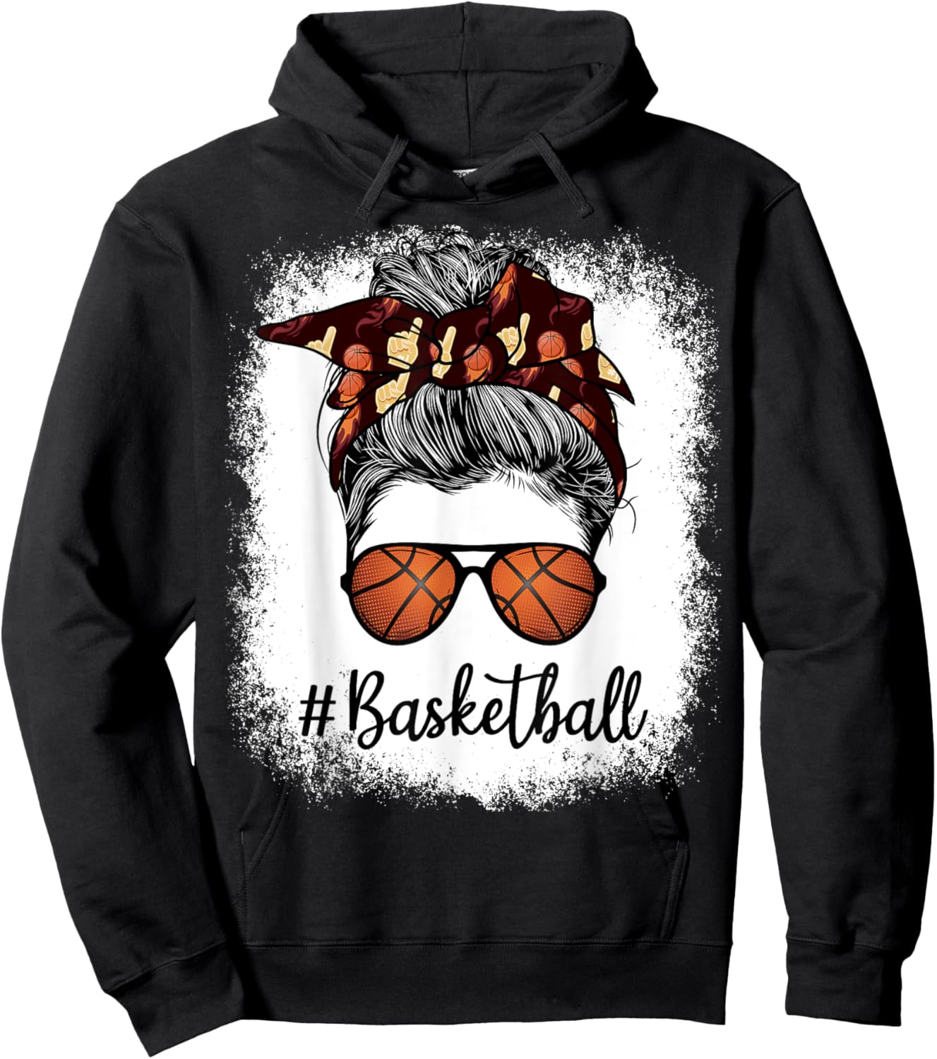 Bleached Life Basketball Mom Leopard Messy bun Glasses Hoodie - Hoodie | Black