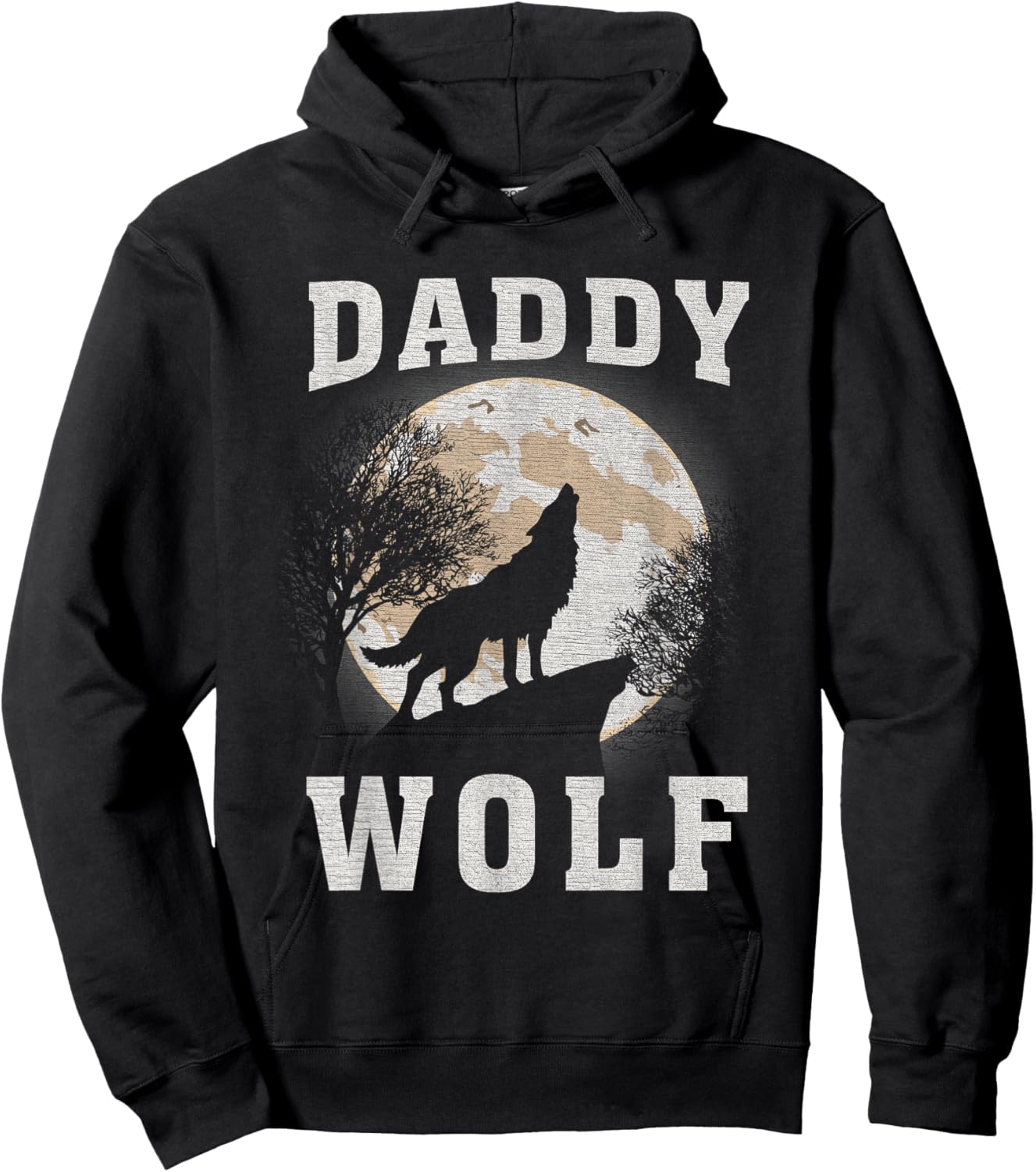 Daddy Wolf, Wolves Dad Moon, Fathers day Hoodie - Hoodie | Black