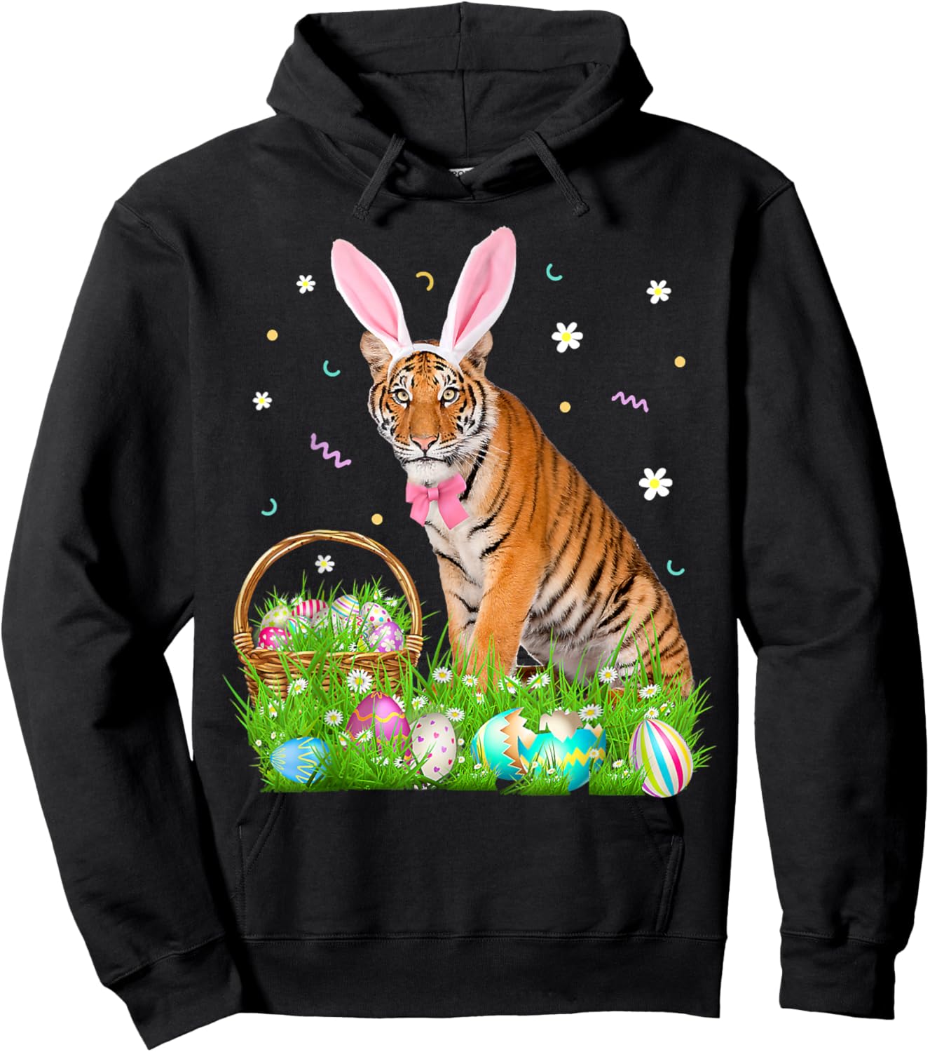 Cute Tiger Easter Day Bunny Eggs Easter Costume Hoodie - Hoodie | Black
