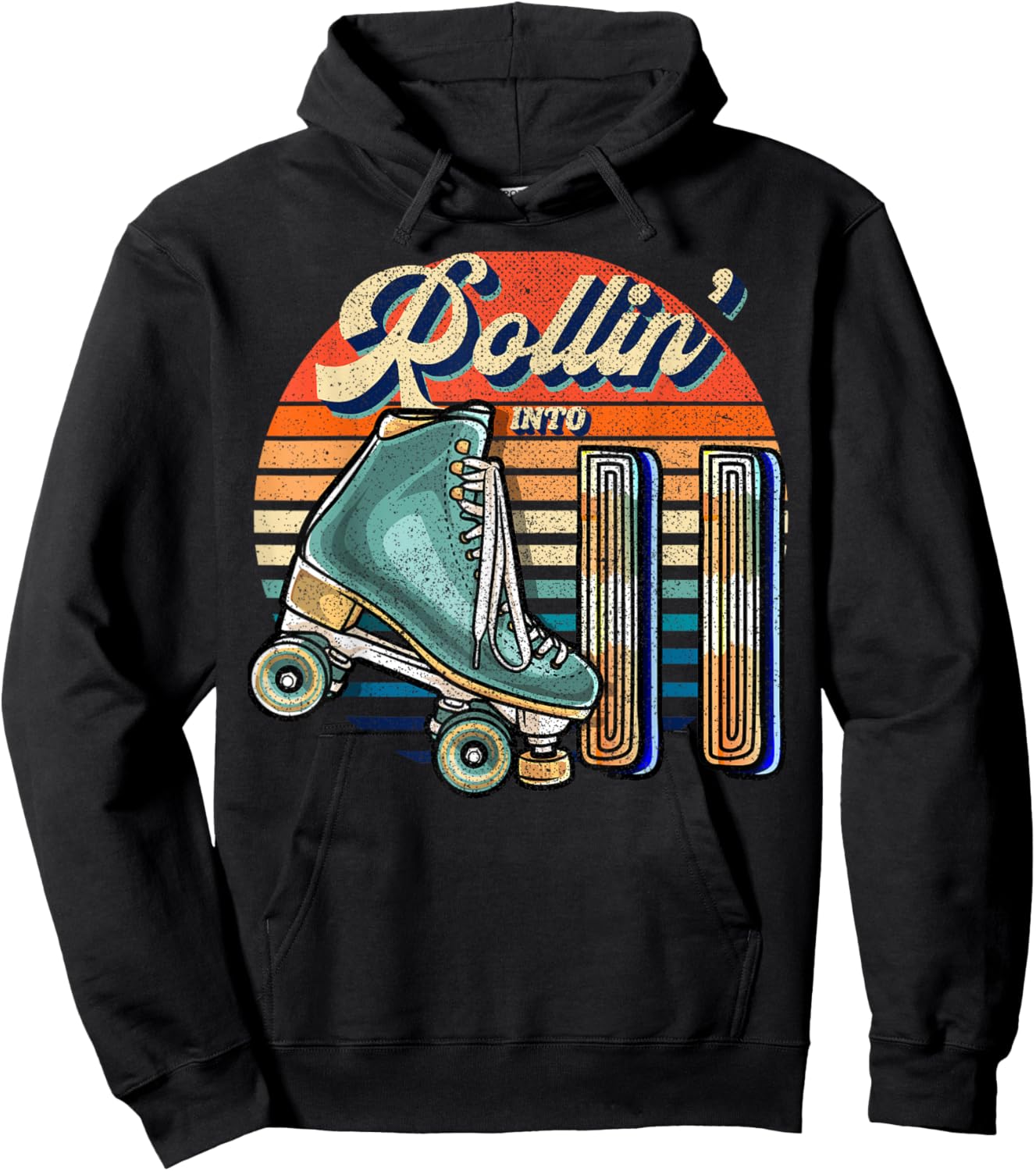 Rollin' into 11 Roller Skating Rink 11th Birthday Party Girl Hoodie - Hoodie | Black