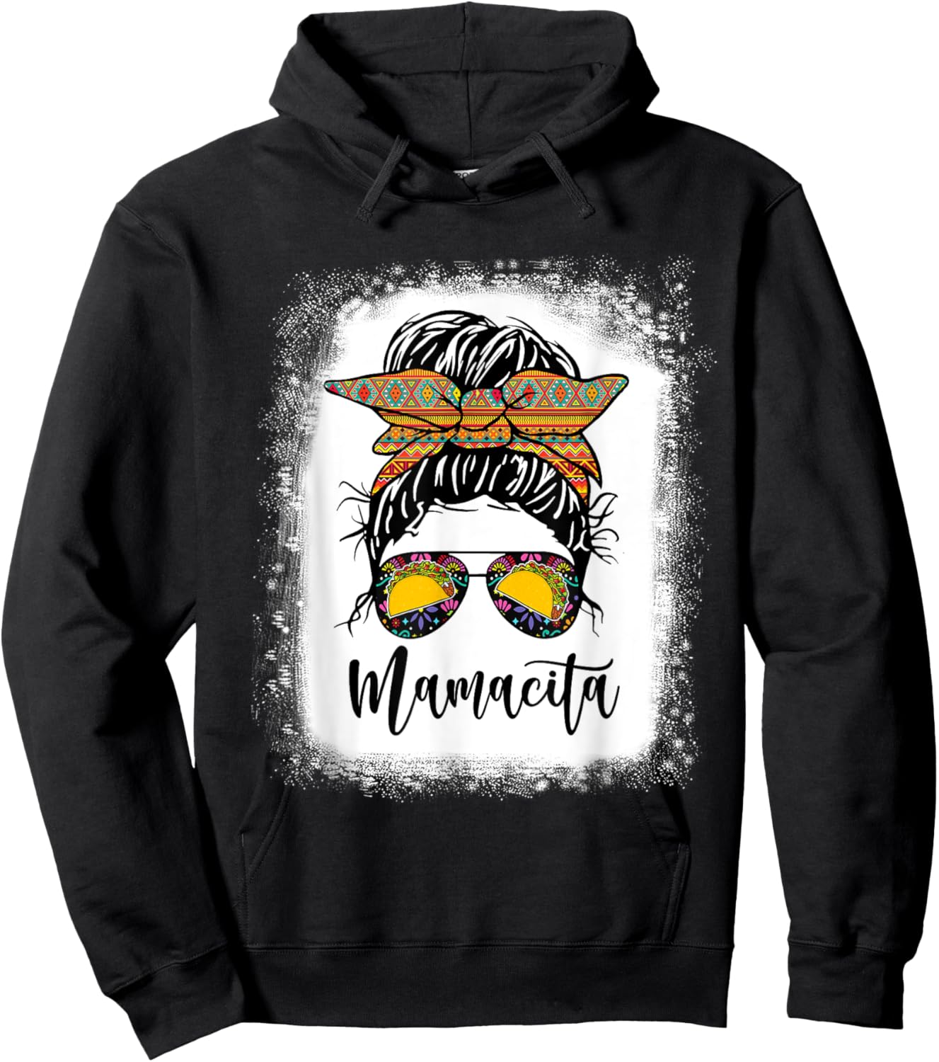 Mamacita Shirt Messy Bun Tacos 5 De Mayo Fiesta Hoodie - Hoodie | Black