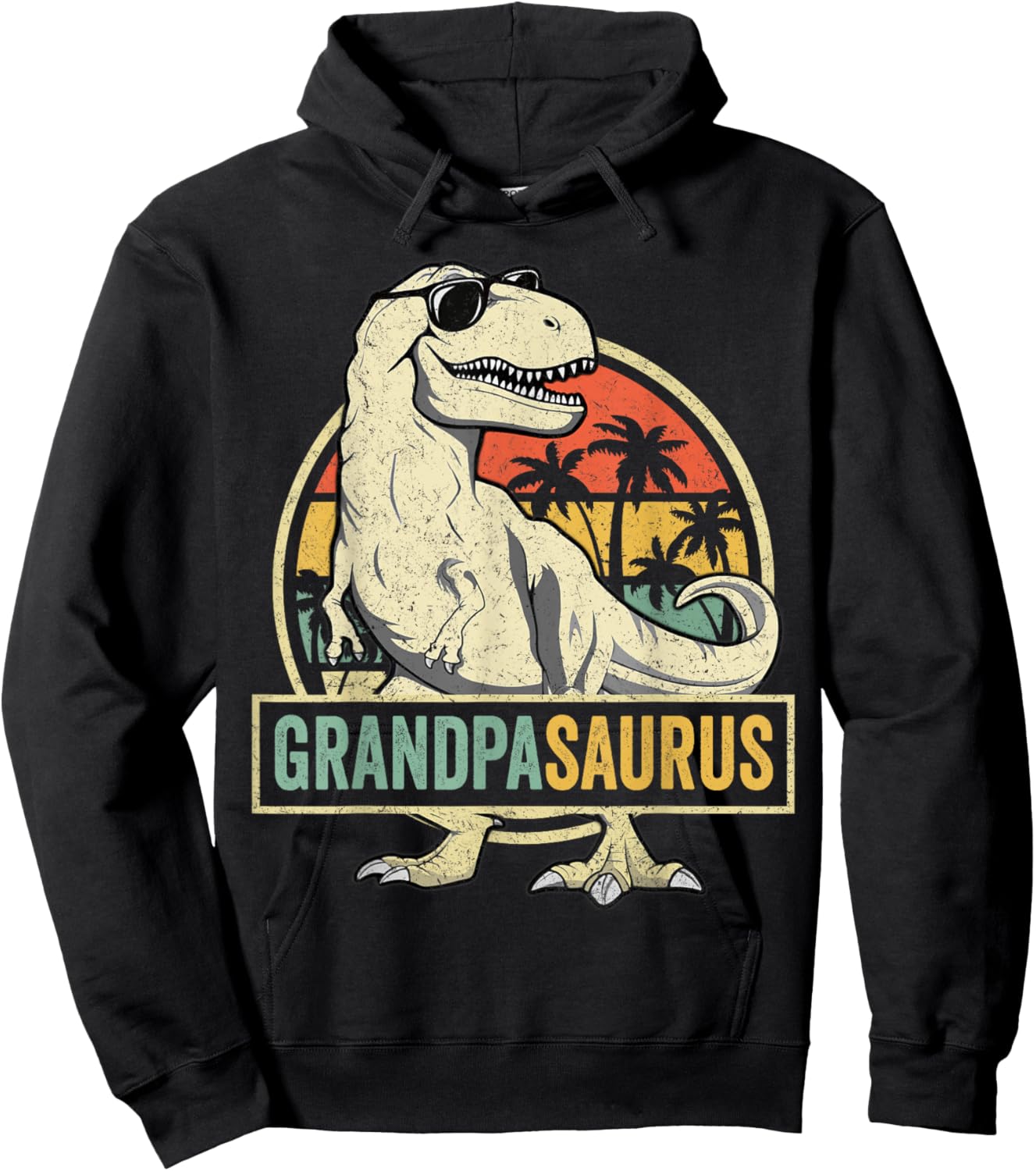 Grandpasaurus T Rex Dinosaur Grandpa Saurus Family Matching Hoodie - Hoodie | Black