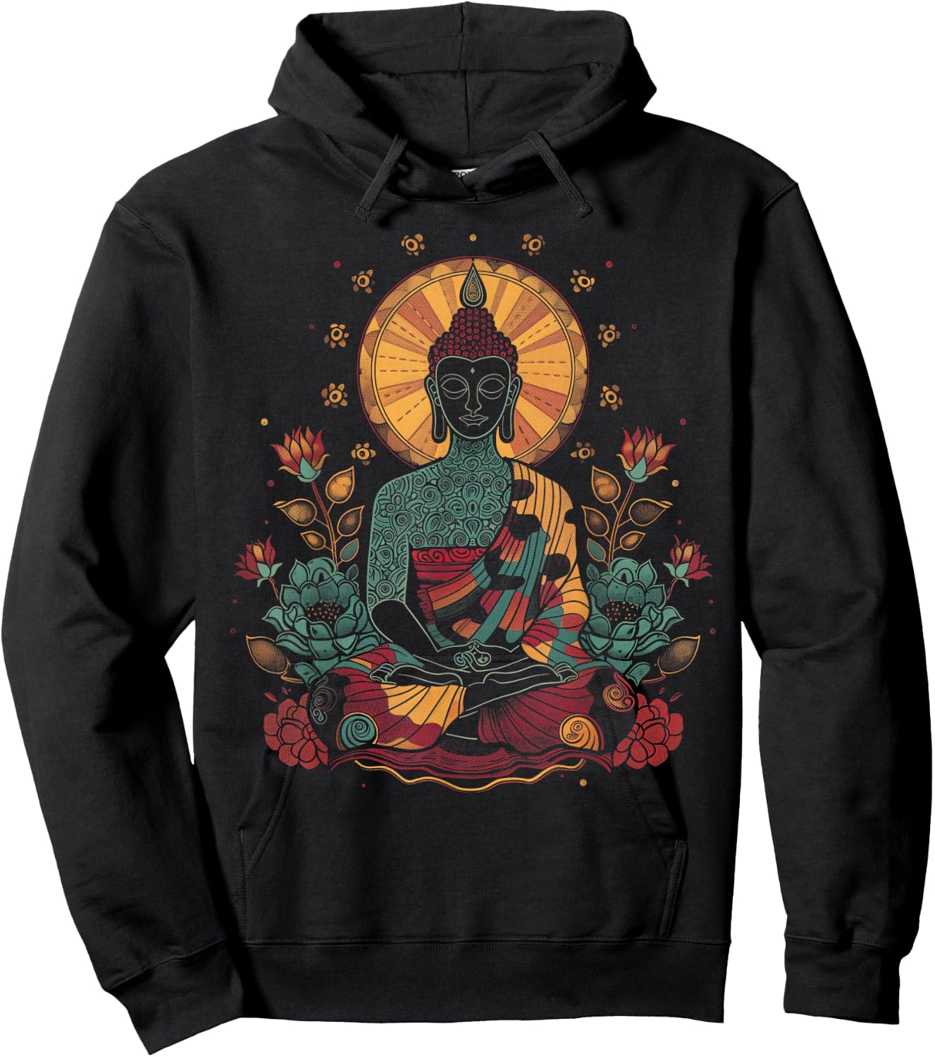 Buddha Floral Vintage Flower Yoga Buddhism Yogi Buddhist Hoodie - Hoodie | Black