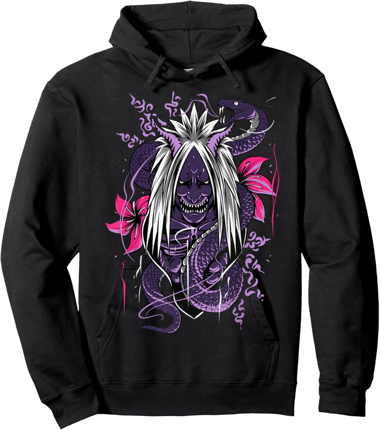 Japanese Anime Mask Kitsune Orochi Samurai Oni Snake Hoodie - Hoodie | Black