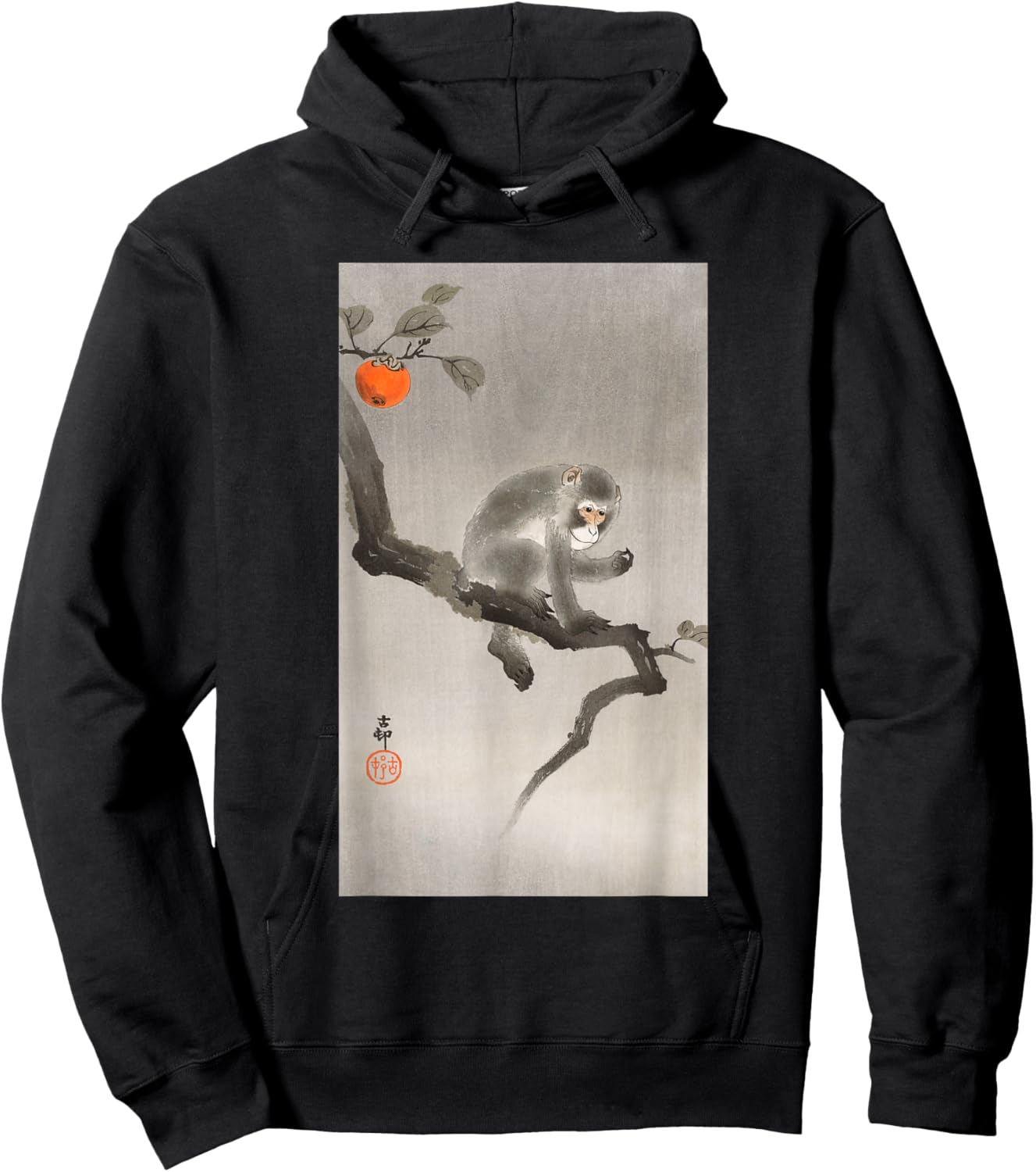 Animal Japan Painters Forest Jungle Wildlife Vintage Macaque Monkey Japanese Nature Art Hoodie - Hoodie | Black