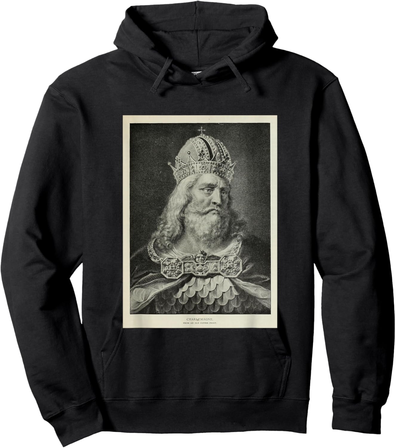 Vintage Charlemagne Illustrative Portrait (1912) Hoodie - Hoodie | Black