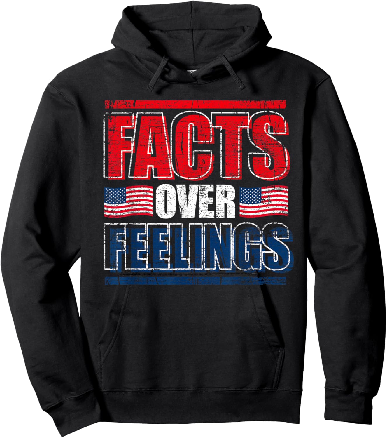 Facts Over Feelings US Flag United States Funny Republican Hoodie - Hoodie | Black
