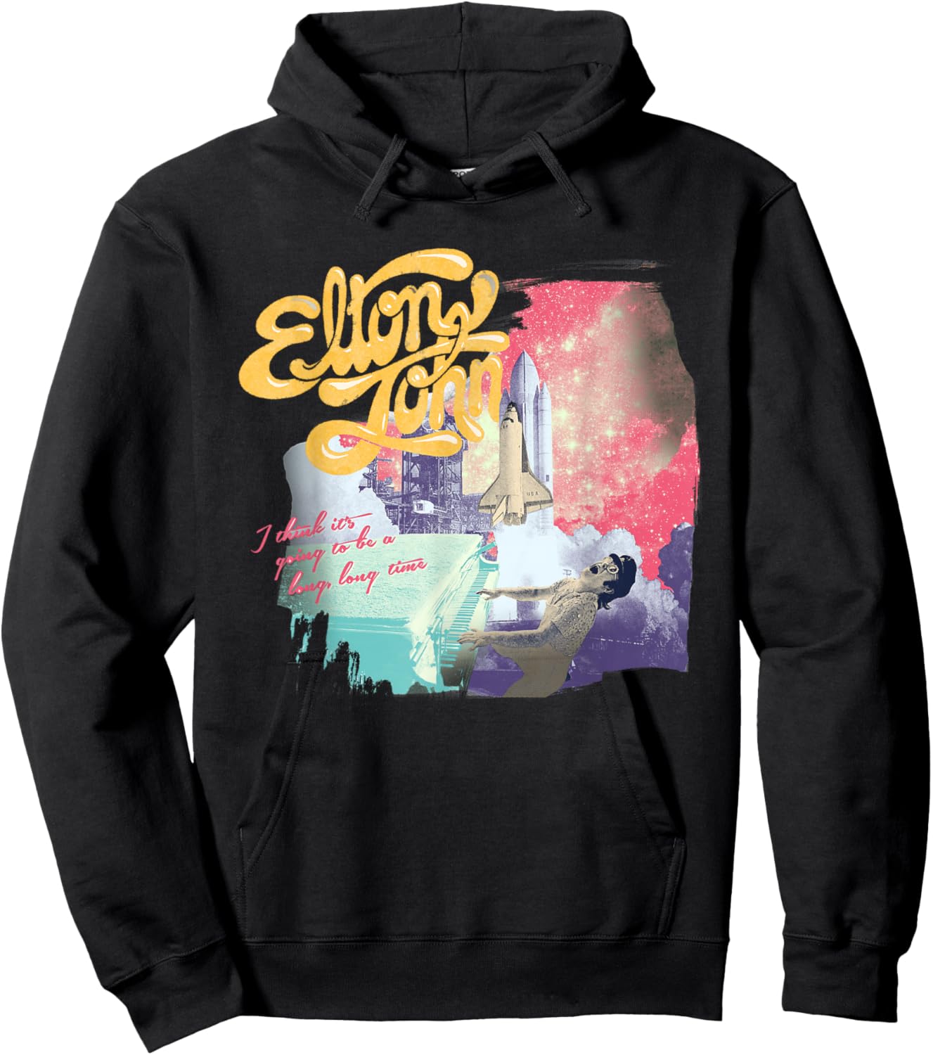 Official Elton John Colorful Long Time Black Hoodie - Hoodie | Black
