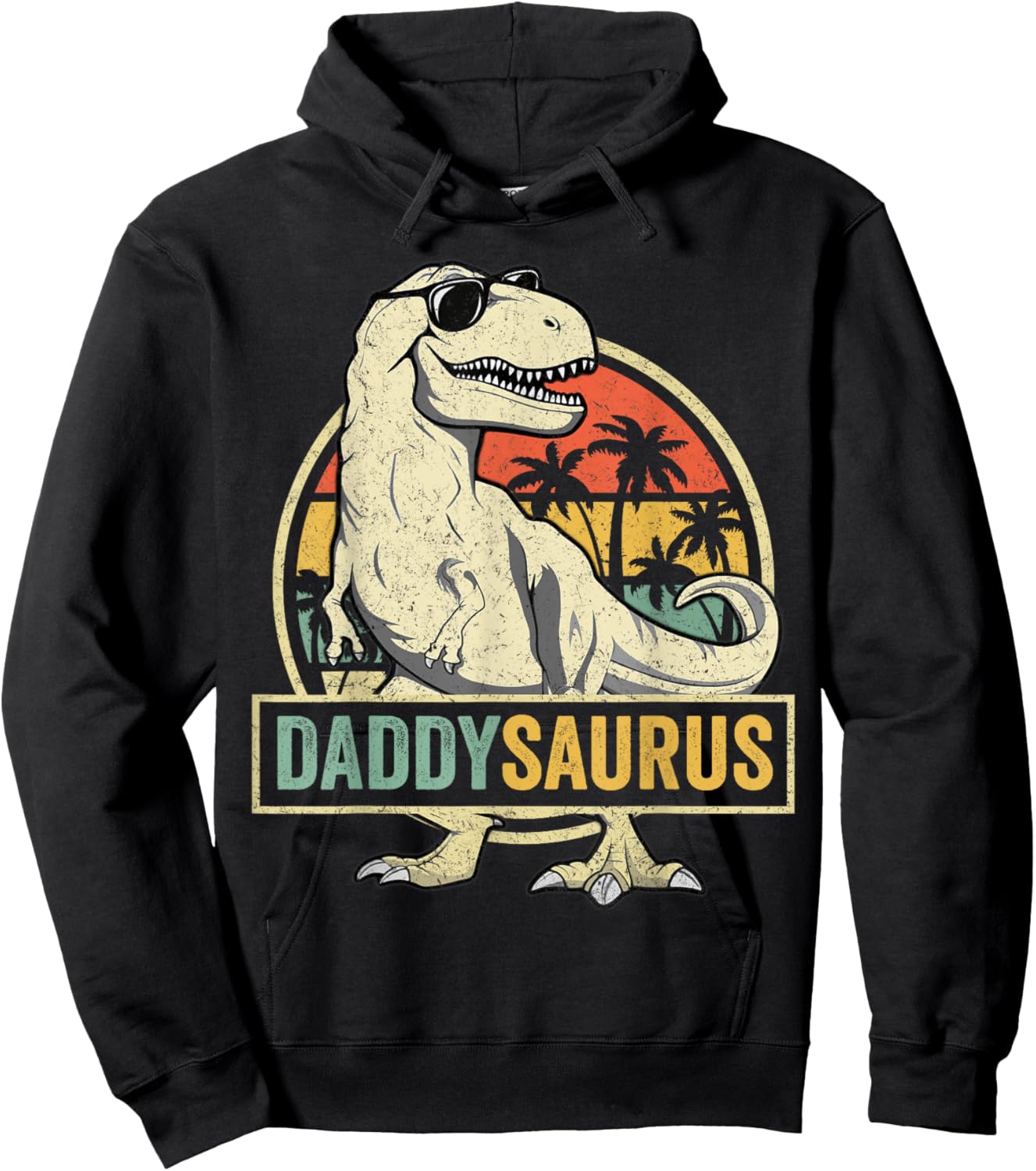 Daddysaurus T Rex Dinosaur Daddy Saurus Family Matching Hoodie - Hoodie | Black
