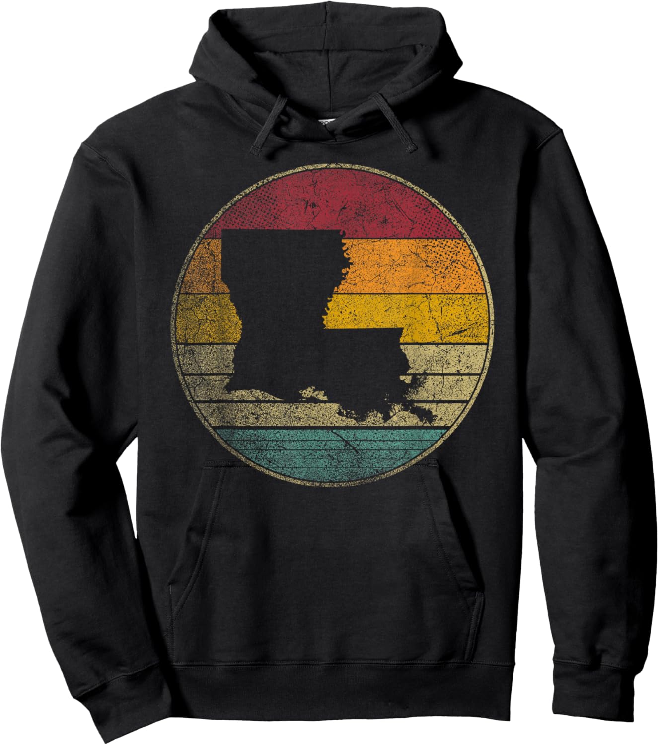 Louisiana Retro Style Vintage Distressed 70s 80s 90s Gift Hoodie - Hoodie | Black