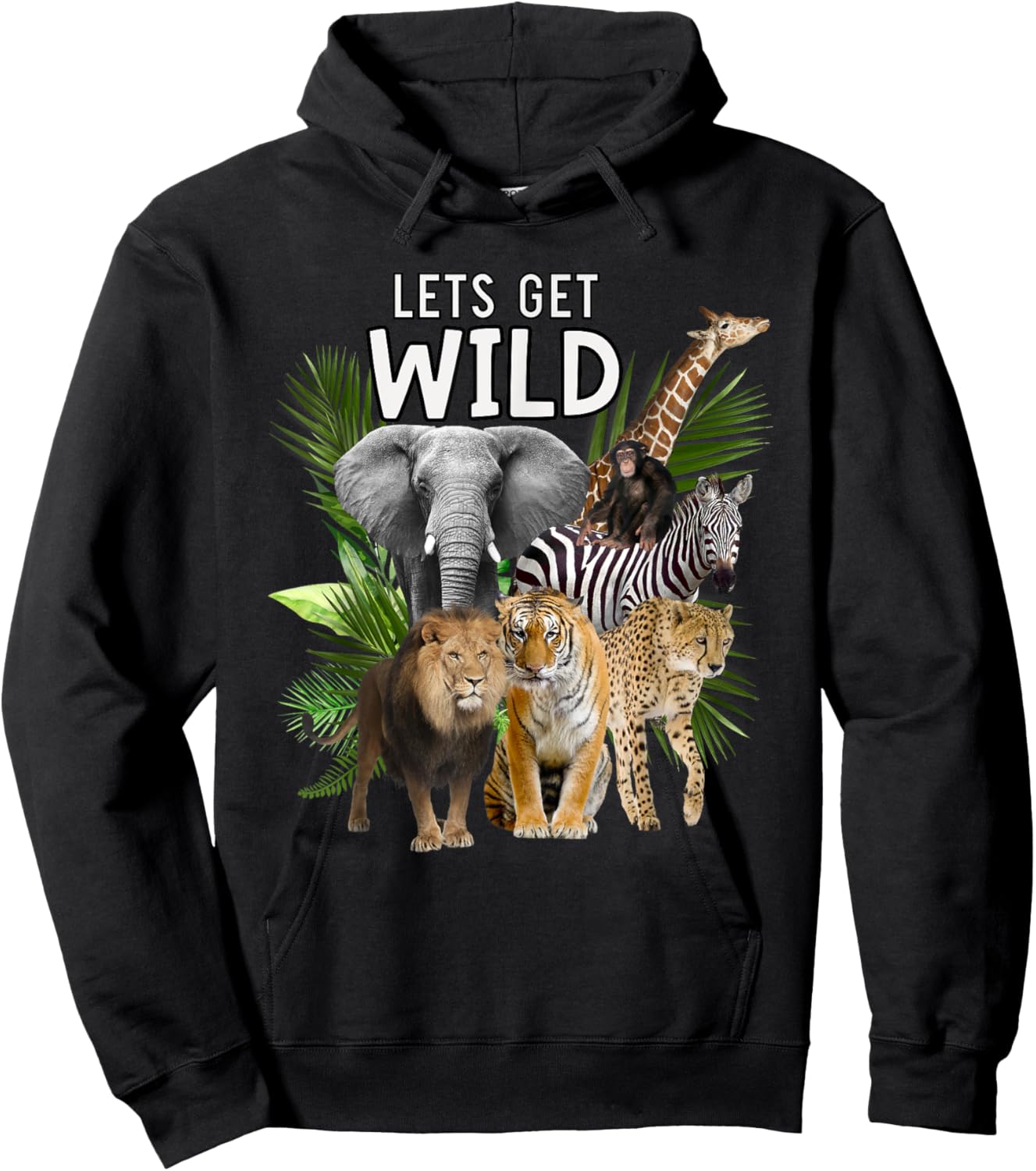 Let's Get Wild Zoo Animals Safari Party A Day At The Zoo Hoodie - Hoodie | Black