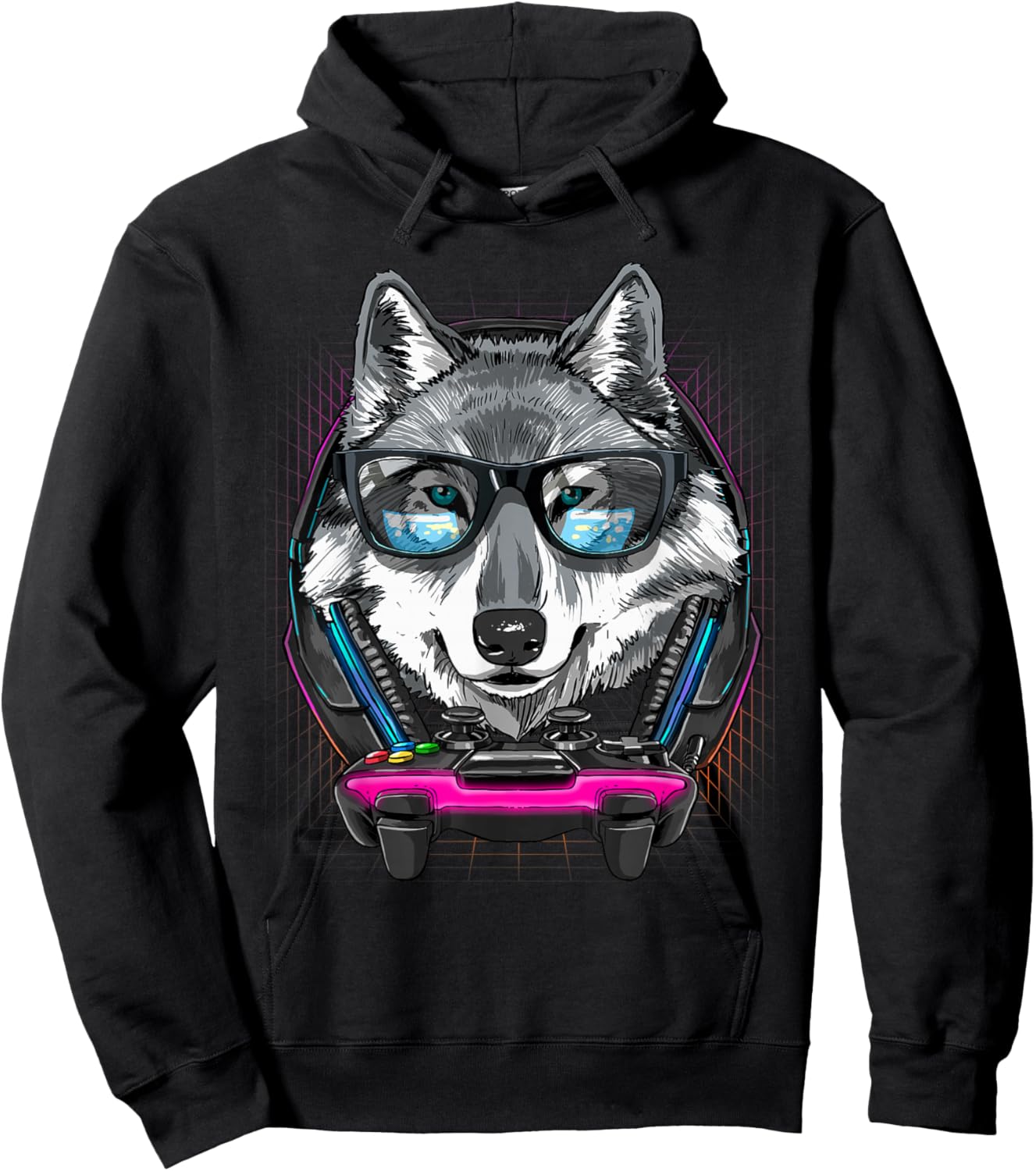 Gaming Wolf Video Gamer Player Animal Lover Hoodie - Hoodie | Black